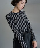 【アンフィーロ 自由区/UNFILO】のコットンカシミヤ クルーネックカットソー ブラック×エクリュ|ID: prp329100004881194 ipo3291000000036433227