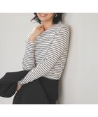 【アンフィーロ 自由区/UNFILO】のコットンカシミヤ クルーネックカットソー エクリュ×ブラック|ID: prp329100004881194 ipo3291000000036598848