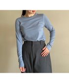 【アンフィーロ 自由区/UNFILO】のコットンカシミヤ クルーネックカットソー スモーキーブルー|ID: prp329100004881194 ipo3291000000036598856