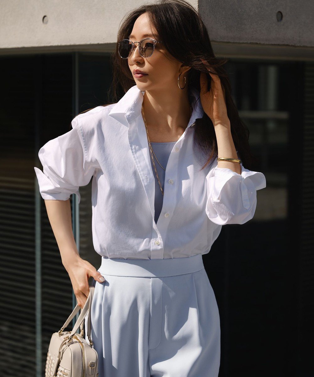 【23区/NIJYUSANKU】の【見上愛さん着用/VERY掲載】CANCLINI シャーティング ベーシックシャツ インテリア・キッズ・メンズ・レディースファッション・服の通販 founy(ファニー) 　雑誌掲載アイテム　Magazine Picks & Fashion Features　ファッション雑誌　Fashion Magazines　ヴェリィ　VERY　ファッション　Fashion　レディースファッション　Fashion for Women　トップス・カットソー　Cut & Sew Tops　シャツ・ブラウス・オフィスカジュアル　Elegant Blouses & Button-Ups　イエロー　Yellow　イタリア　Italy　インナー　Innerwear　インポート　Imported Fashion　エレガント 上品　Elegant　春　Spring　3月号　March Issue　シンプル　Simple, Minimal　ストライプ　Stripe, Striped Pattern　雑誌　Magazine, Fashion Magazine　ツイル　Twist, Twisted Detail　デニム　Denim, Jeans Material　トレンド　Trend, Trending Now　ベーシック　Basic, Essential　レギュラー　Regular, Standard Fit　ロング　Long, Long-Length　S/S・春夏　SS, Spring/Summer, Warm Season　夏　Summer　2026年　2026　ホワイト系|ID: prp329100004881235 ipo3291000000036433526