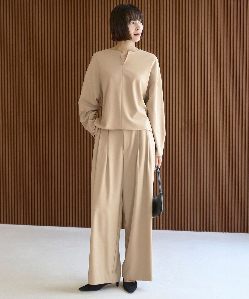 【アンフィーロ 自由区/UNFILO】のマイビューティ タックワイドパンツ インテリア・キッズ・メンズ・レディースファッション・服の通販 founy(ファニー) 　ファッション　Fashion　レディースファッション　Fashion for Women　パンツ　Pants & Trousers　ストレッチ　Stretch, Stretchy Fabric　スラックス　Slacks, Dress Pants　セットアップ　Set-Up, Coordinated Outfit　フランス　France, French　ポケット　Pocket, Pocket Detail　マニッシュ　Mannish, Boyish　楽ちん　Easy Fit, Comfortable　ワイド　Wide, Wide Fit　A/W・秋冬　Autumn/Winter　ベージュ|ID: prp329100004881357 ipo3291000000036434372