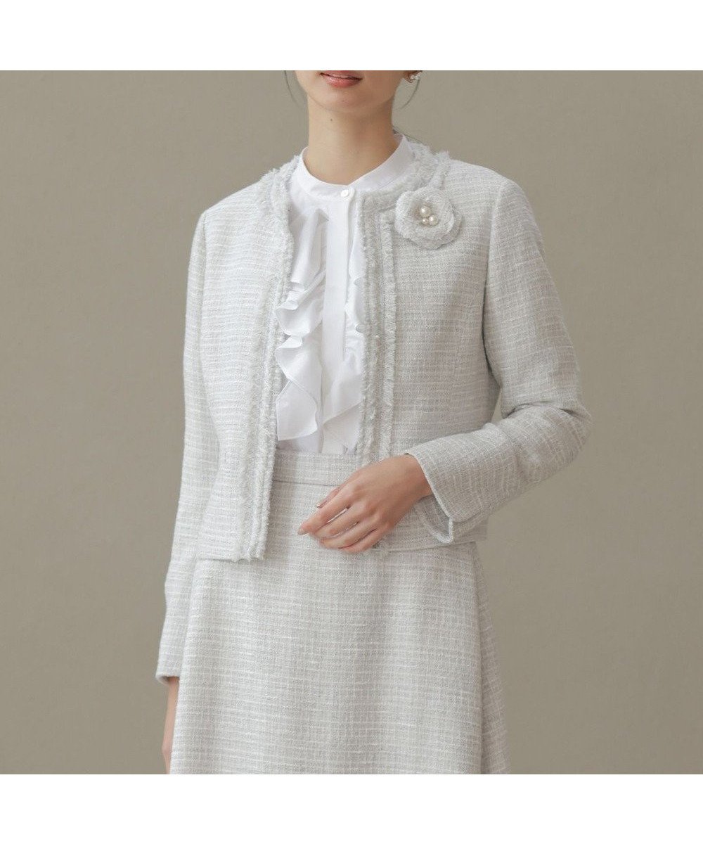 【組曲/KUMIKYOKU】の【KUMIKYOKU NAVY】ラメループモールツイード ジャケット 人気、トレンドファッション・服の通販 founy(ファニー) 　ファッション　Fashion　レディースファッション　Fashion for Women　アウター　Coat / Outerwear Collection　レディースジャケット・軽アウター　Jackets　ノーカラージャケット / シンプル上品コーデ　Collarless Jackets　コレクション　Collection, Seasonal Line　ジャケット　Jacket, Outerwear　スリット　Slit, Slit Detail　ツイード　Twill, Twill Weave　定番　Standard, Basic Item　フォルム　Silhouette, Form　フォーマル　Formal, Dressy　フリンジ　Fringe, Tassel　リボン　Ribbon, Bow　ループ　Loop, Loop Knit　A/W・秋冬　Autumn/Winter　2022年　2022　S/S・春夏　SS, Spring/Summer, Warm Season　2022-2023秋冬・A/W　Autumn/Winter 2022–23 AW22–23　夏　Summer　エレガント 上品　Elegant　 other-1|ID: prp329100004881371 ipo3291000000036434468