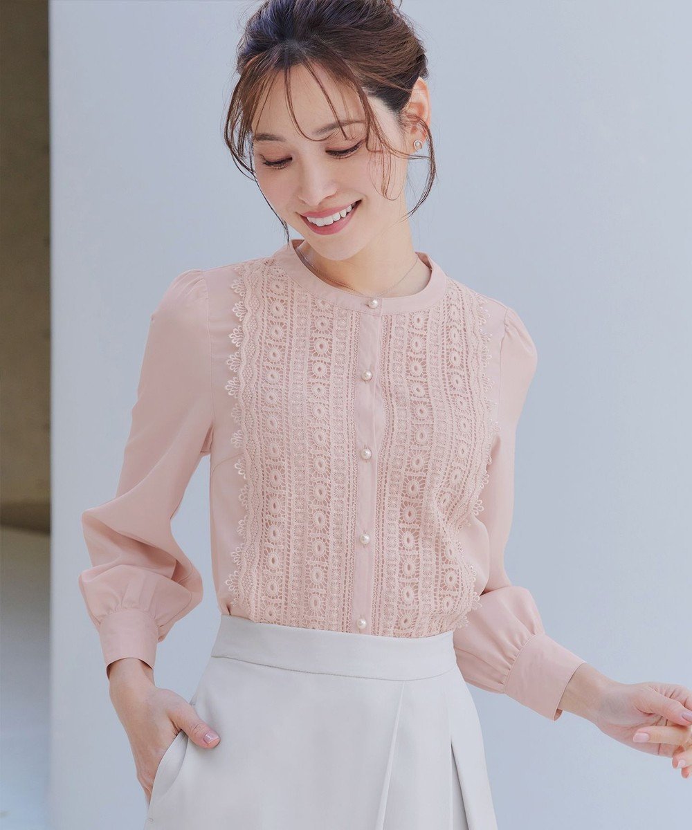 【ティアクラッセ/Tiaclasse】のレースブラウス インテリア・キッズ・メンズ・レディースファッション・服の通販 founy(ファニー) 　ファッション　Fashion　レディースファッション　Fashion for Women　トップス・カットソー　Cut & Sew Tops　シャツ・ブラウス・オフィスカジュアル　Elegant Blouses & Button-Ups　アクセサリー　Fashion Accessories　ウォッシャブル　Machine Washable　エレガント 上品　Elegant　春　Spring　洗える　Machine Washable　カーディガン　Cardigan, Knitwear　スリーブ　Sleeve, Long Sleeve / Short Sleeve　長袖　Long Sleeve, Full Sleeve　パール　Pearl, Pearl Accent　フェミニン　Feminine, Girly　ポケット　Pocket, Pocket Detail　レース　Lace, Lace Fabric　S/S・春夏　SS, Spring/Summer, Warm Season　再入荷　Restock / Back in Stock　夏　Summer　新作・新入荷　New Arrivals / New In　ビジネス 仕事 通勤　Business / Work / Commuting　ライトピンク|ID: prp329100004881373 ipo3291000000036434488