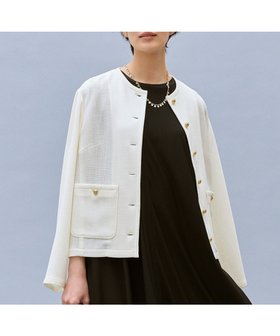 【自由区/JIYU-KU】の【カタログ掲載】ライトカラミノーカラー ジャケット 人気、トレンドファッション・服の通販 founy(ファニー) ファッション Fashion レディースファッション Fashion for Women アウター Coat / Outerwear Collection レディースジャケット・軽アウター Jackets ノーカラージャケット / シンプル上品コーデ Collarless Jackets 春 Spring カーディガン Cardigan, Knitwear ジャケット Jacket, Outerwear ドロップ Drop Shoulder, Dropped Style メッシュ Mesh, Net Fabric S/S・春夏 SS, Spring/Summer, Warm Season 夏 Summer エレガント 上品 Elegant ビジネス 仕事 通勤 Business / Work / Commuting |ID:prp329100004881390