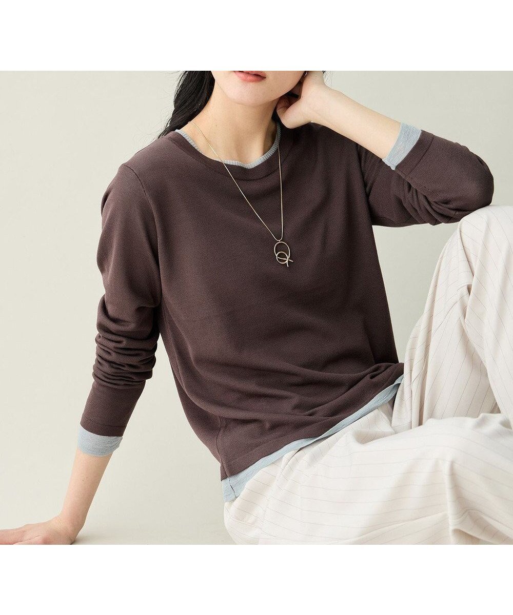 【エニー/ANY】のカラーレイヤードニットTシャツ インテリア・キッズ・メンズ・レディースファッション・服の通販 founy(ファニー) 　ファッション　Fashion　レディースファッション　Fashion for Women　トップス・カットソー　Cut & Sew Tops　ニット　Knit Tops & Sweaters　シャツ・ブラウス・オフィスカジュアル　Elegant Blouses & Button-Ups　ロングTシャツ・Tシャツ　Longline T-Shirts & Tees　インナー　Innerwear　春　Spring　コンビ　Combo, Combination Style　シアー　Sheer, See-Through　ジャケット　Jacket, Outerwear　セーター　Sweater, Knitwear　トレンド　Trend, Trending Now　フィット　Fit, Slim Fit　S/S・春夏　SS, Spring/Summer, Warm Season　おすすめ　Recommended / Our Picks　夏　Summer　モカ×ブルー|ID: prp329100004881410 ipo3291000000036434713