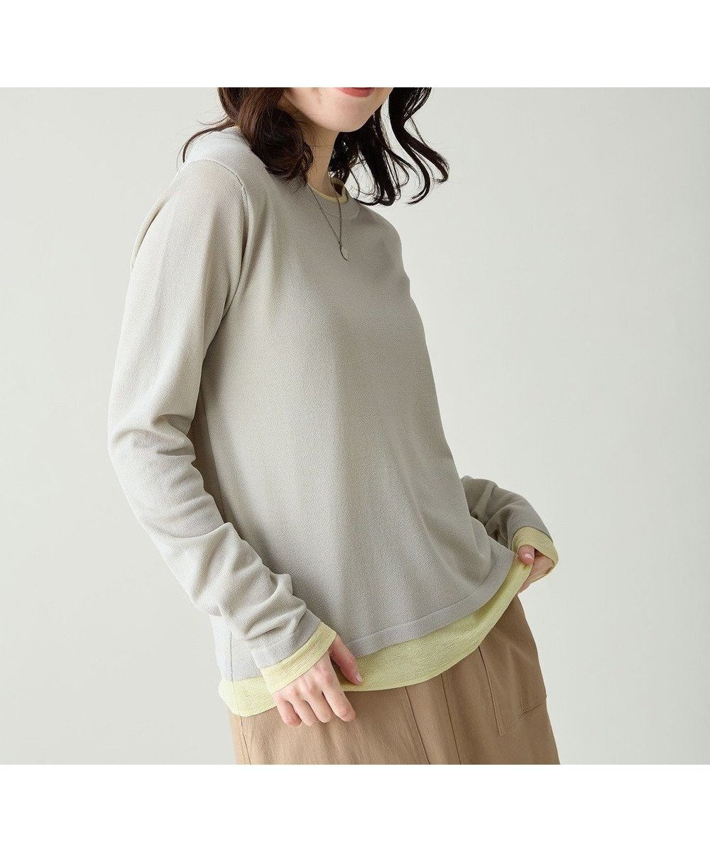 【エニー/ANY】のカラーレイヤードニットTシャツ インテリア・キッズ・メンズ・レディースファッション・服の通販 founy(ファニー) 　ファッション　Fashion　レディースファッション　Fashion for Women　トップス・カットソー　Cut & Sew Tops　ニット　Knit Tops & Sweaters　シャツ・ブラウス・オフィスカジュアル　Elegant Blouses & Button-Ups　ロングTシャツ・Tシャツ　Longline T-Shirts & Tees　インナー　Innerwear　春　Spring　コンビ　Combo, Combination Style　シアー　Sheer, See-Through　ジャケット　Jacket, Outerwear　セーター　Sweater, Knitwear　トレンド　Trend, Trending Now　フィット　Fit, Slim Fit　S/S・春夏　SS, Spring/Summer, Warm Season　おすすめ　Recommended / Our Picks　夏　Summer　グレー×イエロー|ID: prp329100004881410 ipo3291000000036434716