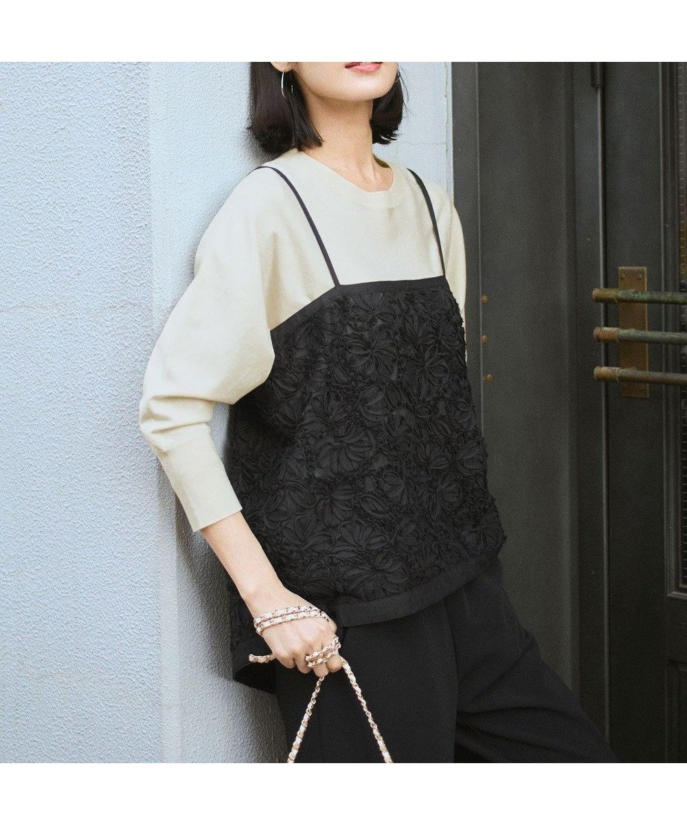 【23区/NIJYUSANKU】のリボンエンブロイダリー キャミソール インテリア・キッズ・メンズ・レディースファッション・服の通販 founy(ファニー) ファッション Fashion レディースファッション Fashion for Women トップス・カットソー Cut & Sew Tops キャミソール&ノースリーブ Camisoles & Sleeveless Tops シャツ・ブラウス・オフィスカジュアル Elegant Blouses & Button-Ups インナー Innerwear 春 Spring カットソー Cut and Sewn Top キャミソール Camisole, Spaghetti Strap Top シンプル Simple, Minimal ダウン Down, Puffer デニム Denim, Jeans Material バランス Balance, Style Balance フリル Frill, Ruffle S/S・春夏 SS, Spring/Summer, Warm Season 夏 Summer エレガント 上品 Elegant 2026年 2026 ブラック系|ID: prp329100004881422 ipo3291000000036434807