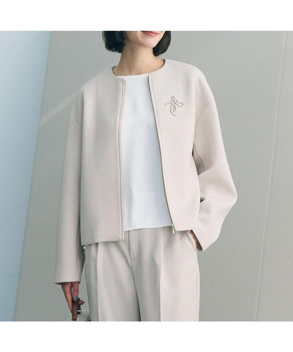 【アンフィーロ 自由区/UNFILO】の【セレモニー】ダブルフェイスジャージー ZIPアウター インテリア・キッズ・メンズ・レディースファッション・服の通販 founy(ファニー) 　ファッション　Fashion　レディースファッション　Fashion for Women　アウター　Coat / Outerwear Collection　レディースジャケット・軽アウター　Jackets　ノーカラージャケット / シンプル上品コーデ　Collarless Jackets　ウォッシャブル　Machine Washable　春　Spring　ジャケット　Jacket, Outerwear　ストレッチ　Stretch, Stretchy Fabric　ダブル　Double, Double-Breasted　トレンド　Trend, Trending Now　S/S・春夏　SS, Spring/Summer, Warm Season　再入荷　Restock / Back in Stock　夏　Summer　セレモニー　Ceremony　新作・新入荷　New Arrivals / New In　ビジネス 仕事 通勤　Business / Work / Commuting　エクリュ|ID: prp329100004881570 ipo3291000000036436149