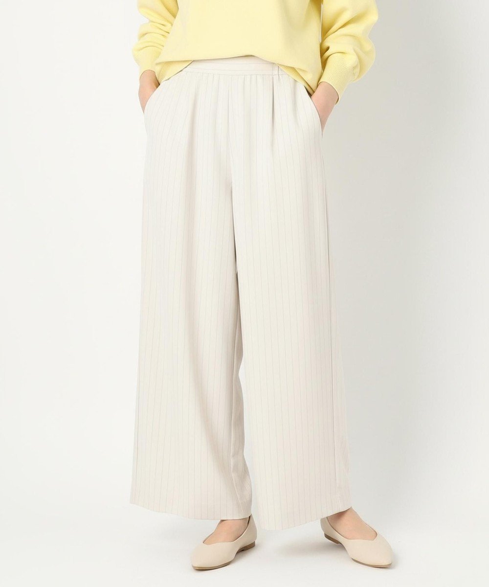 【エニー/ANY】のイージーケアライトストレッチワイドパンツ インテリア・キッズ・メンズ・レディースファッション・服の通販 founy(ファニー) 　ファッション　Fashion　レディースファッション　Fashion for Women　パンツ　Pants & Trousers　春　Spring　洗える　Machine Washable　カットソー　Cut and Sewn Top　ジャケット　Jacket, Outerwear　ストレッチ　Stretch, Stretchy Fabric　スラックス　Slacks, Dress Pants　セットアップ　Set-Up, Coordinated Outfit　トレンド　Trend, Trending Now　ドレープ　Drape, Draping Fabric　フラット　Flat, Flat Shoes　ワイド　Wide, Wide Fit　S/S・春夏　SS, Spring/Summer, Warm Season　夏　Summer　エレガント 上品　Elegant　セレモニー　Ceremony　ビジネス 仕事 通勤　Business / Work / Commuting　エクリュストライプ|ID: prp329100004881676 ipo3291000000036436996