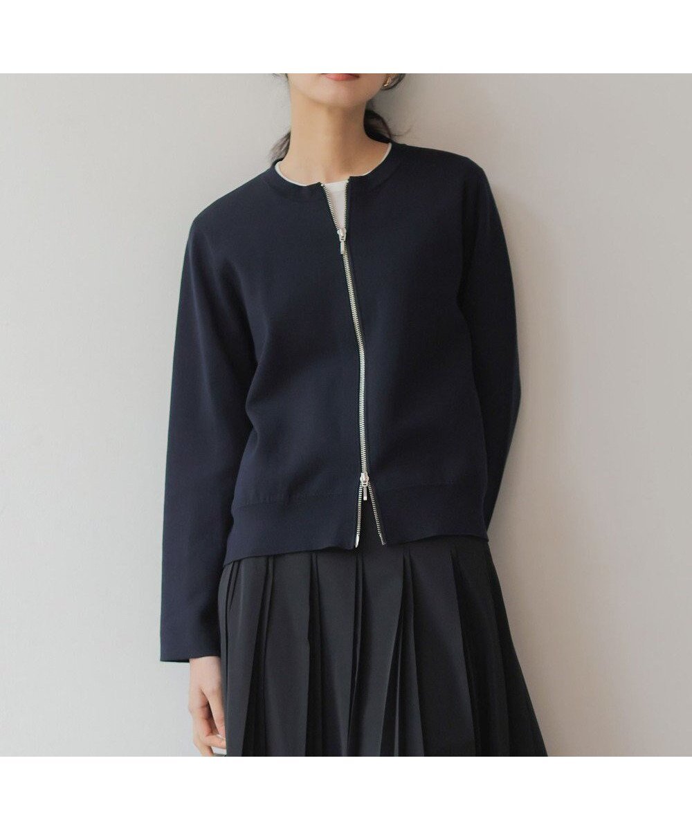【ジェイ プレス/J.PRESS】のINTERLOCK ニット ブルゾン インテリア・キッズ・メンズ・レディースファッション・服の通販 founy(ファニー) 　ファッション　Fashion　レディースファッション　Fashion for Women　アウター　Coat / Outerwear Collection　レディースジャケット・軽アウター　Jackets　ブルゾンジャケット・スポーティアウター　Blouson Jackets　春　Spring　秋　Autumn　抗菌　Antibacterial, Bacteria-Resistant　ジャケット　Jacket, Outerwear　なめらか　Smooth, Silky Texture　フォルム　Silhouette, Form　ブルゾン　Blouson, Bomber Jacket　S/S・春夏　SS, Spring/Summer, Warm Season　夏　Summer　ネイビー系|ID: prp329100004881724 ipo3291000000036437368