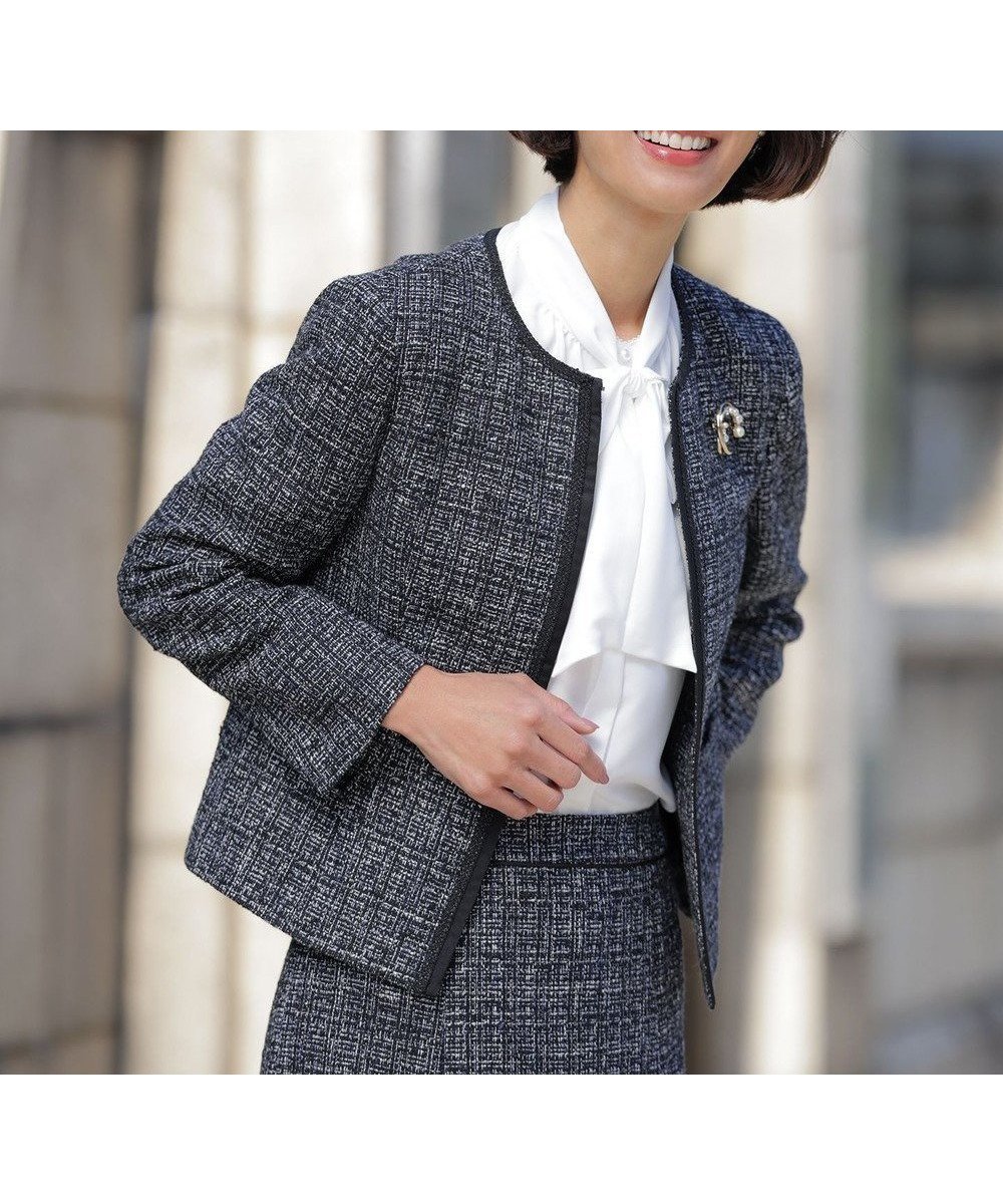 【ジェイ プレス/J.PRESS】の【セットアップ対応】ファンシーツイード ノーカラー ジャケット 人気、トレンドファッション・服の通販 founy(ファニー) 　ファッション　Fashion　レディースファッション　Fashion for Women　アウター　Coat / Outerwear Collection　レディースジャケット・軽アウター　Jackets　ノーカラージャケット / シンプル上品コーデ　Collarless Jackets　エレガント 上品　Elegant　コンパクト　Compact, Small Size　切替　Switching, Contrast Panel　サテン　Satin, Glossy Fabric　シンプル　Simple, Minimal　ジャケット　Jacket, Outerwear　スタイリッシュ　Stylish, Fashionable　セットアップ　Set-Up, Coordinated Outfit　ツイード　Twill, Twill Weave　長袖　Long Sleeve, Full Sleeve　ブレード　Braid, Decorative Trim　ミックス　Mix, Mixed Style　ループ　Loop, Loop Knit　A/W・秋冬　Autumn/Winter　S/S・春夏　SS, Spring/Summer, Warm Season　夏　Summer　 other-1|ID: prp329100004881756 ipo3291000000036437623