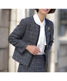 【ジェイ プレス/J.PRESS】の【セットアップ対応】ファンシーツイード ノーカラー ジャケット 人気、トレンドファッション・服の通販 founy(ファニー) ファッション Fashion レディースファッション Fashion for Women アウター Coat / Outerwear Collection レディースジャケット・軽アウター Jackets ノーカラージャケット / シンプル上品コーデ Collarless Jackets エレガント 上品 Elegant コンパクト Compact, Small Size 切替 Switching, Contrast Panel サテン Satin, Glossy Fabric シンプル Simple, Minimal ジャケット Jacket, Outerwear スタイリッシュ Stylish, Fashionable セットアップ Set-Up, Coordinated Outfit ツイード Twill, Twill Weave 長袖 Long Sleeve, Full Sleeve ブレード Braid, Decorative Trim ミックス Mix, Mixed Style ループ Loop, Loop Knit A/W・秋冬 Autumn/Winter S/S・春夏 SS, Spring/Summer, Warm Season 夏 Summer |ID:prp329100004881756