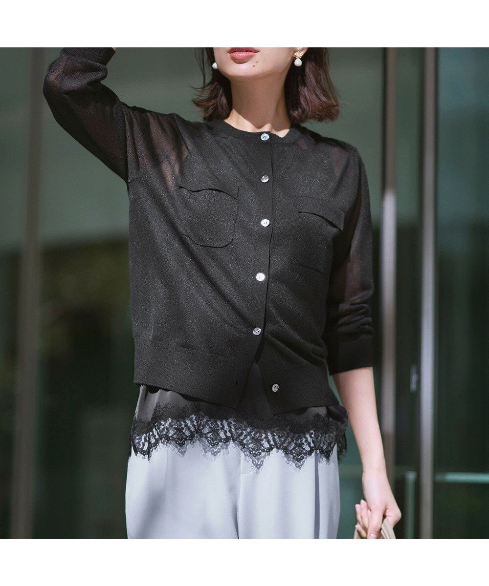 【23区/NIJYUSANKU】の【一部先行予約/WEB 一部店舗限定カラーあり】シャイニーシアー フラップポケット カーディガン 人気、トレンドファッション・服の通販 founy(ファニー) 　ファッション　Fashion　レディースファッション　Fashion for Women　トップス・カットソー　Cut & Sew Tops　カーディガン・羽織り　Layered Style Cardigans　春　Spring　カーディガン　Cardigan, Knitwear　コンパクト　Compact, Small Size　シアー　Sheer, See-Through　デニム　Denim, Jeans Material　人気　Popular, Best Seller　フェミニン　Feminine, Girly　フラップ　Flap, Flap Pocket　フレア　Flare, Flared　ポケット　Pocket, Pocket Detail　ヨーク　Yoke, Yoke Design　ワイド　Wide, Wide Fit　S/S・春夏　SS, Spring/Summer, Warm Season　夏　Summer　旅行　Travel　エレガント 上品　Elegant　2026年　2026　 other-1|ID: prp329100004881808 ipo3291000000036438113