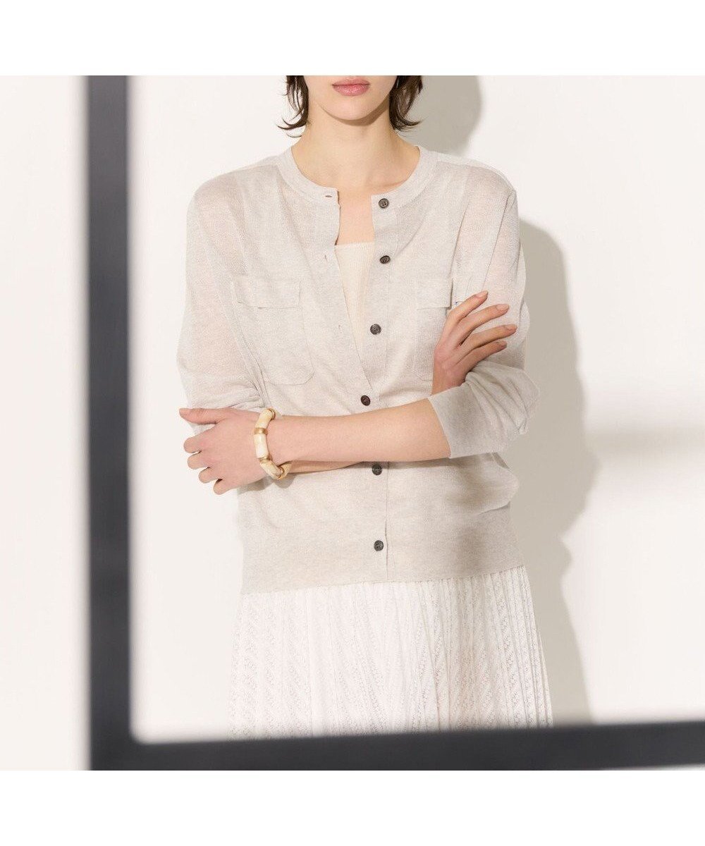 【23区/NIJYUSANKU】の【一部先行予約/WEB 一部店舗限定カラーあり】シャイニーシアー フラップポケット カーディガン インテリア・キッズ・メンズ・レディースファッション・服の通販 founy(ファニー) 　ファッション　Fashion　レディースファッション　Fashion for Women　トップス・カットソー　Cut & Sew Tops　カーディガン・羽織り　Layered Style Cardigans　春　Spring　カーディガン　Cardigan, Knitwear　コンパクト　Compact, Small Size　シアー　Sheer, See-Through　デニム　Denim, Jeans Material　人気　Popular, Best Seller　フェミニン　Feminine, Girly　フラップ　Flap, Flap Pocket　フレア　Flare, Flared　ポケット　Pocket, Pocket Detail　ヨーク　Yoke, Yoke Design　ワイド　Wide, Wide Fit　S/S・春夏　SS, Spring/Summer, Warm Season　夏　Summer　旅行　Travel　エレガント 上品　Elegant　2026年　2026　アイボリー系|ID: prp329100004881808 ipo3291000000036438127