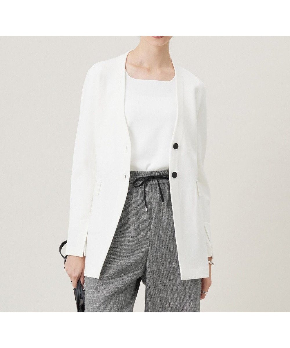 【アイシービー/iCB】の【洗える】シンセティックミラノリブ ニットジャケット インテリア・キッズ・メンズ・レディースファッション・服の通販 founy(ファニー) 　ファッション　Fashion　レディースファッション　Fashion for Women　アウター　Coat / Outerwear Collection　レディースジャケット・軽アウター　Jackets　ノーカラージャケット / シンプル上品コーデ　Collarless Jackets　春　Spring　洗える　Machine Washable　カッティング　Cutting Detail　カーディガン　Cardigan, Knitwear　コンパクト　Compact, Small Size　ジャケット　Jacket, Outerwear　ストレッチ　Stretch, Stretchy Fabric　パターン　Pattern, Design Print　フラップ　Flap, Flap Pocket　フロント　Front, Front Design　ポケット　Pocket, Pocket Detail　ミラノリブ　Milano Rib, Milano Stitch　S/S・春夏　SS, Spring/Summer, Warm Season　おすすめ　Recommended / Our Picks　夏　Summer　2025年　2025　2025春夏・S/S　Spring/Summer 2025 SS25　オフホワイト系|ID: prp329100004881863 ipo3291000000036438590