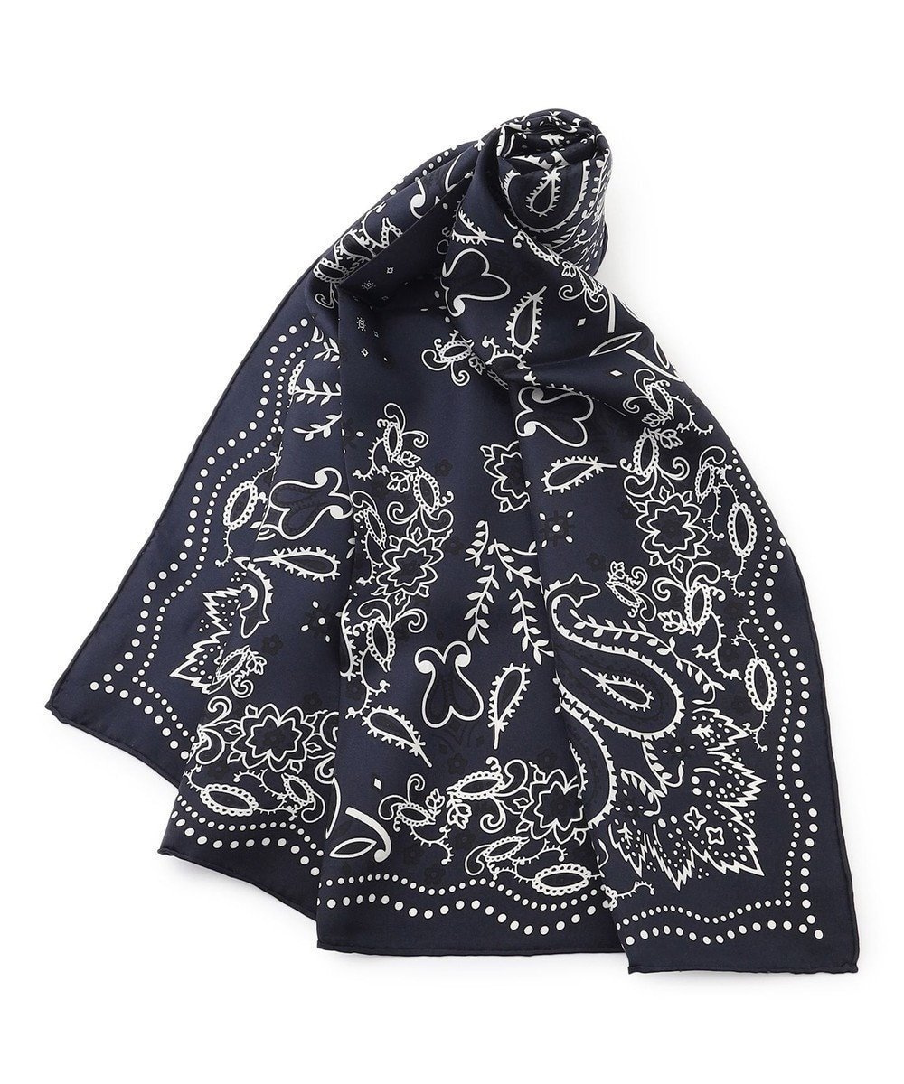 【23区/NIJYUSANKU】のmanipuri カレイドバンダナ シルク スカーフ インテリア・キッズ・メンズ・レディースファッション・服の通販 founy(ファニー) 　ファッション　Fashion　レディースファッション　Fashion for Women　クラシック　Classic, Timeless Style　シルク　Silk, 100% Silk　シンプル　Simple, Minimal　スカーフ　Scarf, Neckwear　ストール　Stole, Wrap　定番　Standard, Basic Item　ハンド　Hand, Handmade　バンダナ　Bandana, Head Scarf　プリント　Print, Printed Pattern　ペイズリー　Paisley, Ethnic Pattern　モチーフ　Motif, Design Theme　S/S・春夏　SS, Spring/Summer, Warm Season　おすすめ　Recommended / Our Picks　夏　Summer　エレガント 上品　Elegant　2026年　2026　ネイビー系|ID: prp329100004881899 ipo3291000000036438915