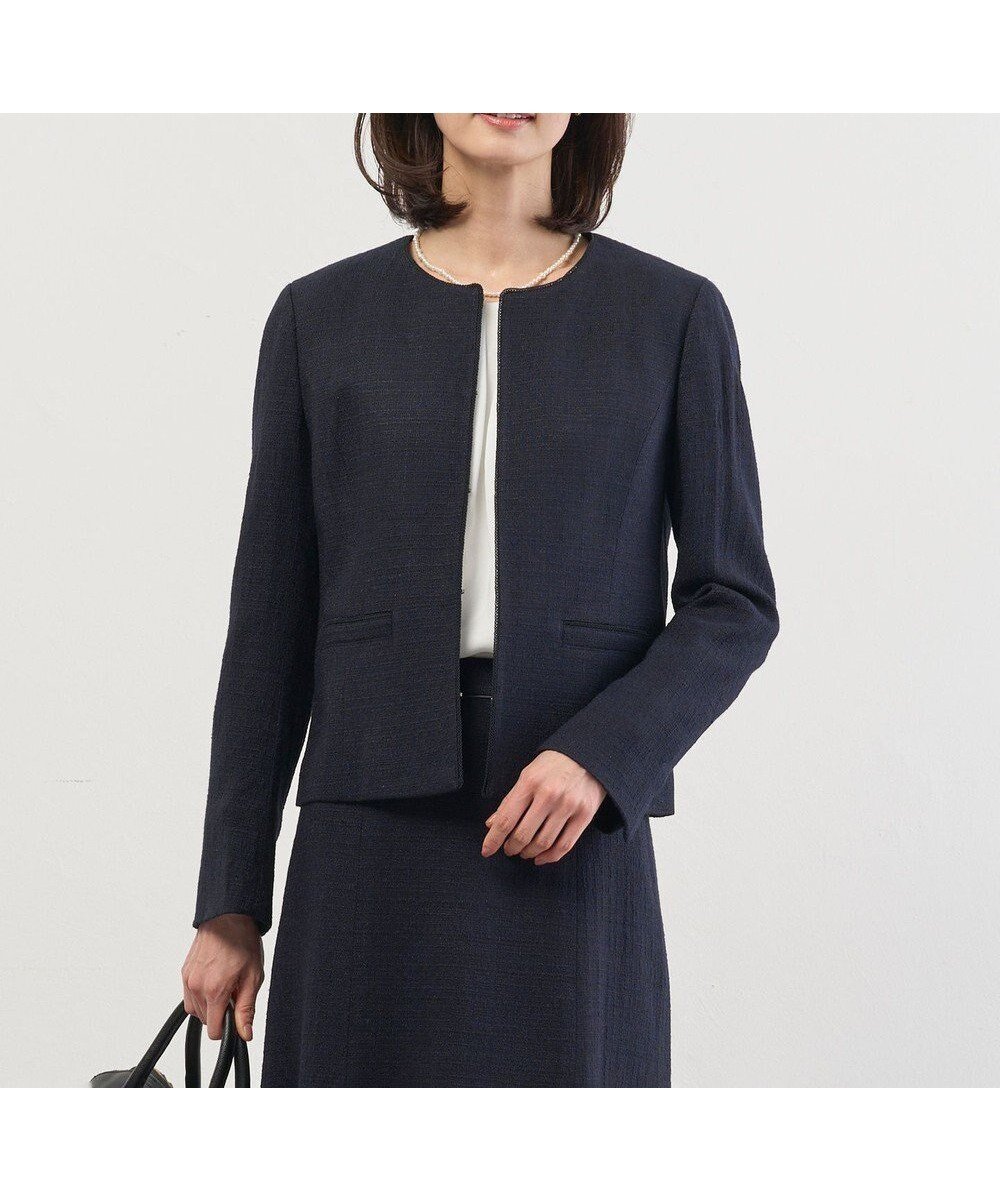 【ジェイ プレス/J.PRESS】の【セットアップ対応】Light Tweed ノーカラー ジャケット インテリア・キッズ・メンズ・レディースファッション・服の通販 founy(ファニー) 　ファッション　Fashion　レディースファッション　Fashion for Women　アウター　Coat / Outerwear Collection　レディースジャケット・軽アウター　Jackets　ノーカラージャケット / シンプル上品コーデ　Collarless Jackets　インナー　Innerwear　ジャケット　Jacket, Outerwear　セットアップ　Set-Up, Coordinated Outfit　ツイード　Twill, Twill Weave　バランス　Balance, Style Balance　夏　Summer　S/S・春夏　SS, Spring/Summer, Warm Season　A/W・秋冬　Autumn/Winter　ネイビー系|ID: prp329100004881925 ipo3291000000036439165