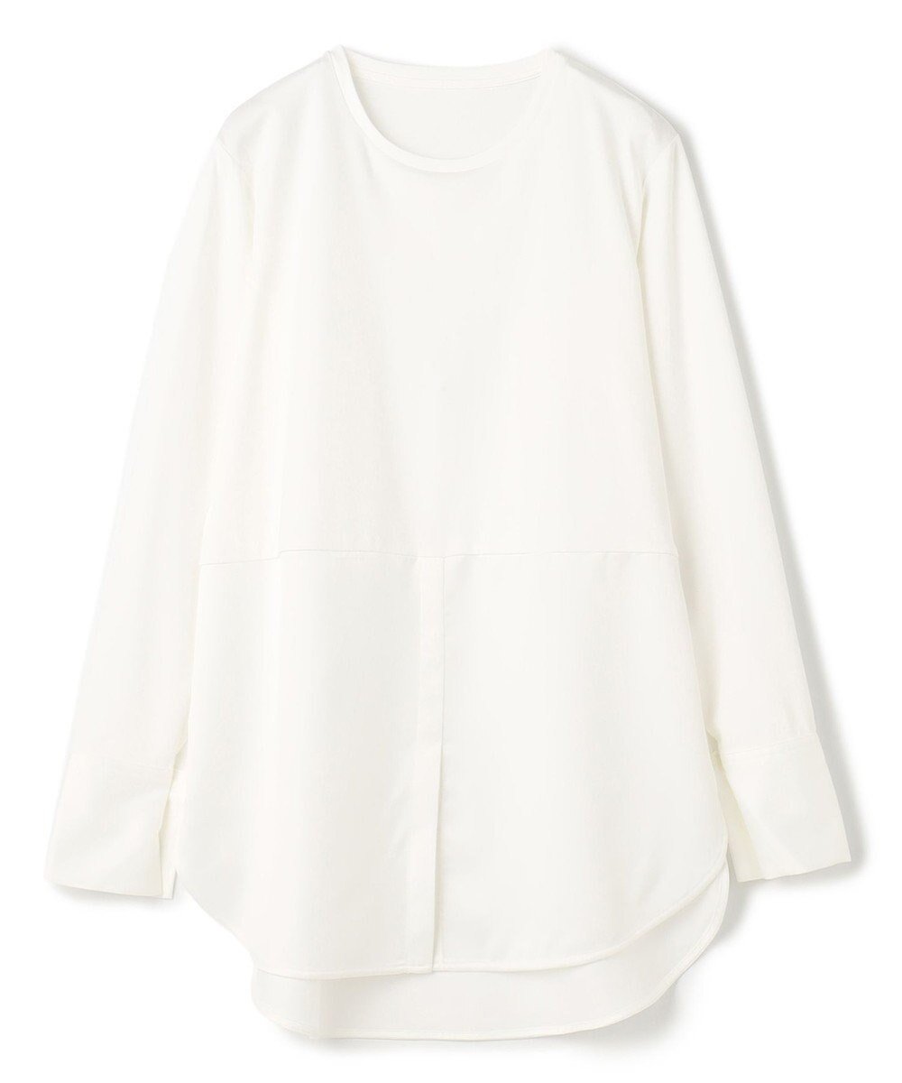 【アンフィーロ 自由区/UNFILO】のシャツコンビ レイヤードT インテリア・キッズ・メンズ・レディースファッション・服の通販 founy(ファニー) 　ファッション　Fashion　レディースファッション　Fashion for Women　トップス・カットソー　Cut & Sew Tops　シャツ・ブラウス・オフィスカジュアル　Elegant Blouses & Button-Ups　ロングTシャツ・Tシャツ　Longline T-Shirts & Tees　カットソー・ベーシックTシャツ　Cut-and-Sewn Tops / Stretch Tees & Basics　カットソー　Cut and Sewn Top　カフス　Cuff Design　コンビ　Combo, Combination Style　抗菌　Antibacterial, Bacteria-Resistant　サテン　Satin, Glossy Fabric　スウェット / スエット　Sweatshirt, Sweatwear　ストライプ　Stripe, Striped Pattern　ドッキング　Docking, Mixed Material　なめらか　Smooth, Silky Texture　A/W・秋冬　Autumn/Winter　おすすめ　Recommended / Our Picks　エレガント 上品　Elegant　オフ×サテン|ID: prp329100004881976 ipo3291000000036439547