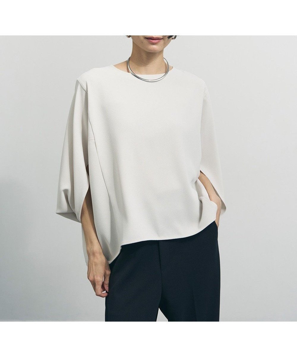 【アンフィーロ 自由区/UNFILO】のジョーゼット ドルマンプルオーバー インテリア・キッズ・メンズ・レディースファッション・服の通販 founy(ファニー) 　ファッション　Fashion　レディースファッション　Fashion for Women　トップス・カットソー　Cut & Sew Tops　シャツ・ブラウス・オフィスカジュアル　Elegant Blouses & Button-Ups　カジュアルプルオーバー・ニットトップス　Pullovers & Knit Tops / Casual Pullovers　エレガント 上品　Elegant　春　Spring　ジョーゼット　Georgette, Semi-Sheer Fabric　スリット　Slit, Slit Detail　ドレープ　Drape, Draping Fabric　S/S・春夏　SS, Spring/Summer, Warm Season　夏　Summer　グレージュ|ID: prp329100004881985 ipo3291000000036439614