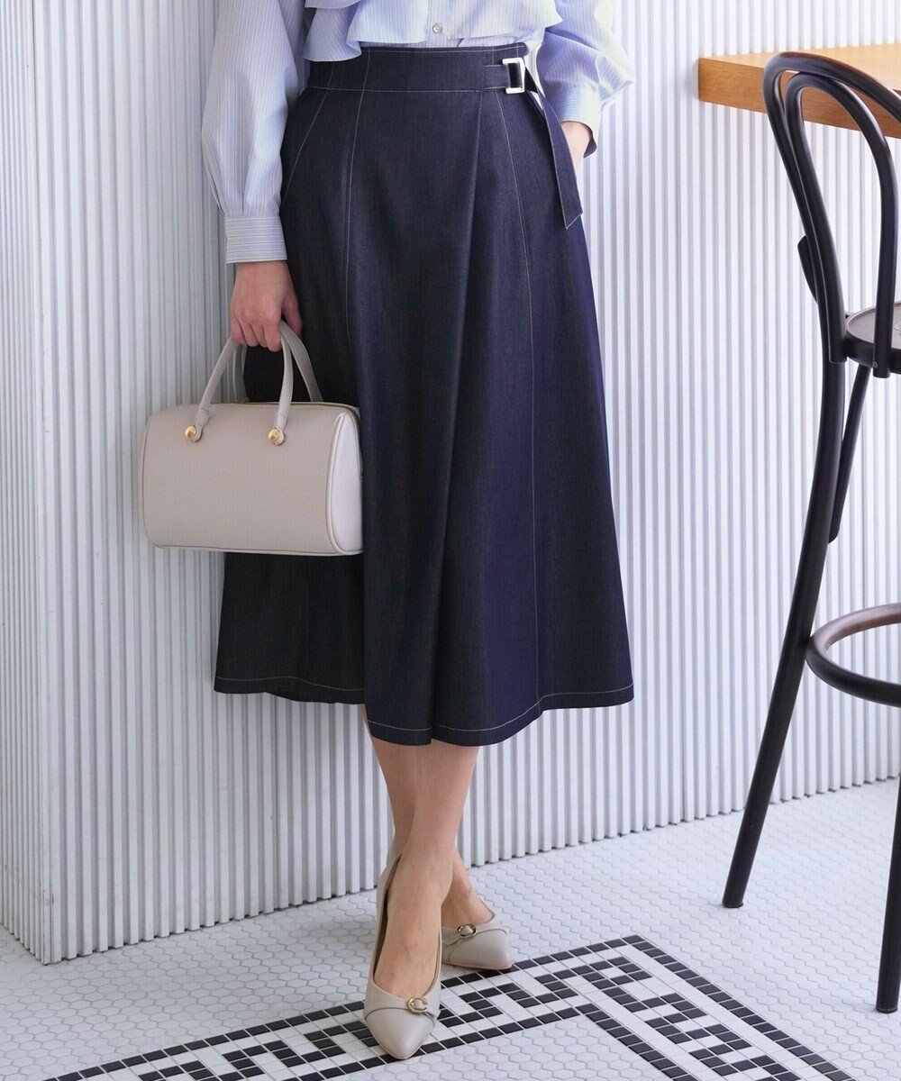 【エニィ スィス/any SiS】のシャンブレーベルテッド スカート インテリア・キッズ・メンズ・レディースファッション・服の通販 founy(ファニー) 　ファッション　Fashion　レディースファッション　Fashion for Women　スカート　Skirts　シャンブレー　Chambray, Denim-Like Fabric　ストレッチ　Stretch, Stretchy Fabric　ポケット　Pocket, Pocket Detail　ラップ　Wrap, Wrap Design　夏　Summer　新作・新入荷　New Arrivals / New In　春　Spring　S/S・春夏　SS, Spring/Summer, Warm Season　シャンブレーブルー|ID: prp329100004882011 ipo3291000000036439849