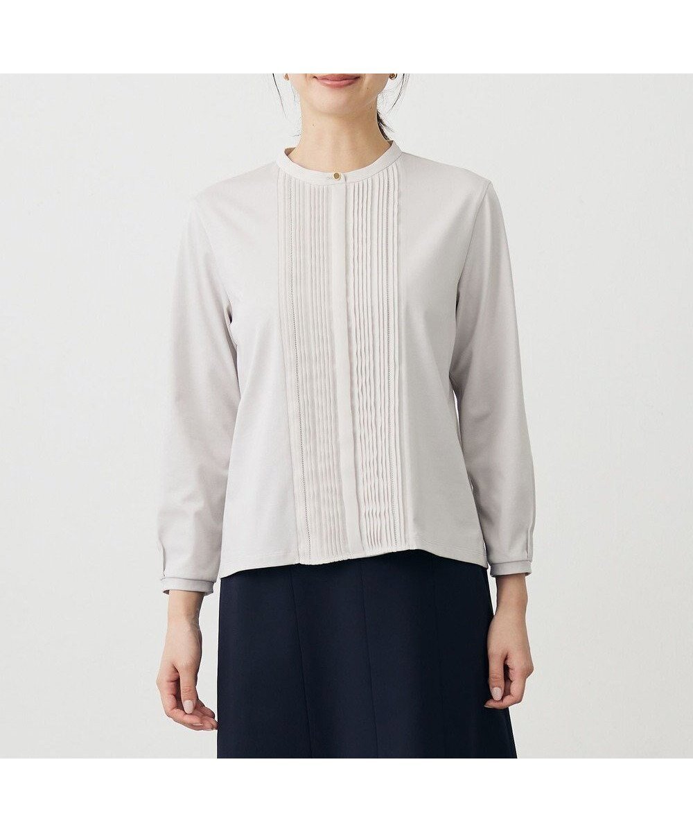 【ジェイ プレス/J.PRESS】のプレーティングジャージー カットソー インテリア・キッズ・メンズ・レディースファッション・服の通販 founy(ファニー) 　ファッション　Fashion　レディースファッション　Fashion for Women　トップス・カットソー　Cut & Sew Tops　シャツ・ブラウス・オフィスカジュアル　Elegant Blouses & Button-Ups　ロングTシャツ・Tシャツ　Longline T-Shirts & Tees　カットソー・ベーシックTシャツ　Cut-and-Sewn Tops / Stretch Tees & Basics　エレガント 上品　Elegant　カットソー　Cut and Sewn Top　ジャケット　Jacket, Outerwear　ストレッチ　Stretch, Stretchy Fabric　メタル　Metal, Metal Parts　夏　Summer　S/S・春夏　SS, Spring/Summer, Warm Season　A/W・秋冬　Autumn/Winter　グレージュ系|ID: prp329100004882054 ipo3291000000036440171