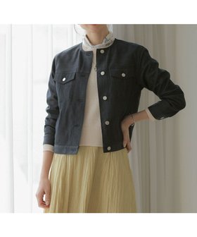 【ジェイ プレス/J.PRESS】の【洗える】セルロースシャンブレー ノーカラー デニム ジャケット 人気、トレンドファッション・服の通販 founy(ファニー) ファッション Fashion レディースファッション Fashion for Women アウター Coat / Outerwear Collection レディースジャケット・軽アウター Jackets デニムジャケット / カジュアルアウター Denim Jackets インディゴ Indigo Denim シャンブレー Chambray, Denim-Like Fabric ジャケット Jacket, Outerwear デニム Denim, Jeans Material ドット Polka Dot, Dot Pattern バランス Balance, Style Balance 夏 Summer 春 Spring S/S・春夏 SS, Spring/Summer, Warm Season 洗える Machine Washable |ID:prp329100004882146
