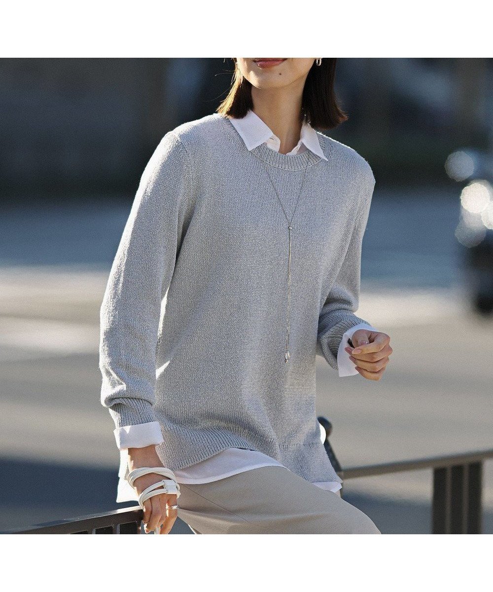【アイシービー/iCB】のグロッシーペーパーブレンド クルーネックプルオーバー 人気、トレンドファッション・服の通販 founy(ファニー) 　ファッション　Fashion　レディースファッション　Fashion for Women　トップス・カットソー　Cut & Sew Tops　ニット　Knit Tops & Sweaters　カジュアルプルオーバー・ニットトップス　Pullovers & Knit Tops / Casual Pullovers　春　Spring　シンプル　Simple, Minimal　スリット　Slit, Slit Detail　セーター　Sweater, Knitwear　S/S・春夏　SS, Spring/Summer, Warm Season　夏　Summer　エレガント 上品　Elegant　2026年　2026　 other-1|ID: prp329100004884844 ipo3291000000036464314