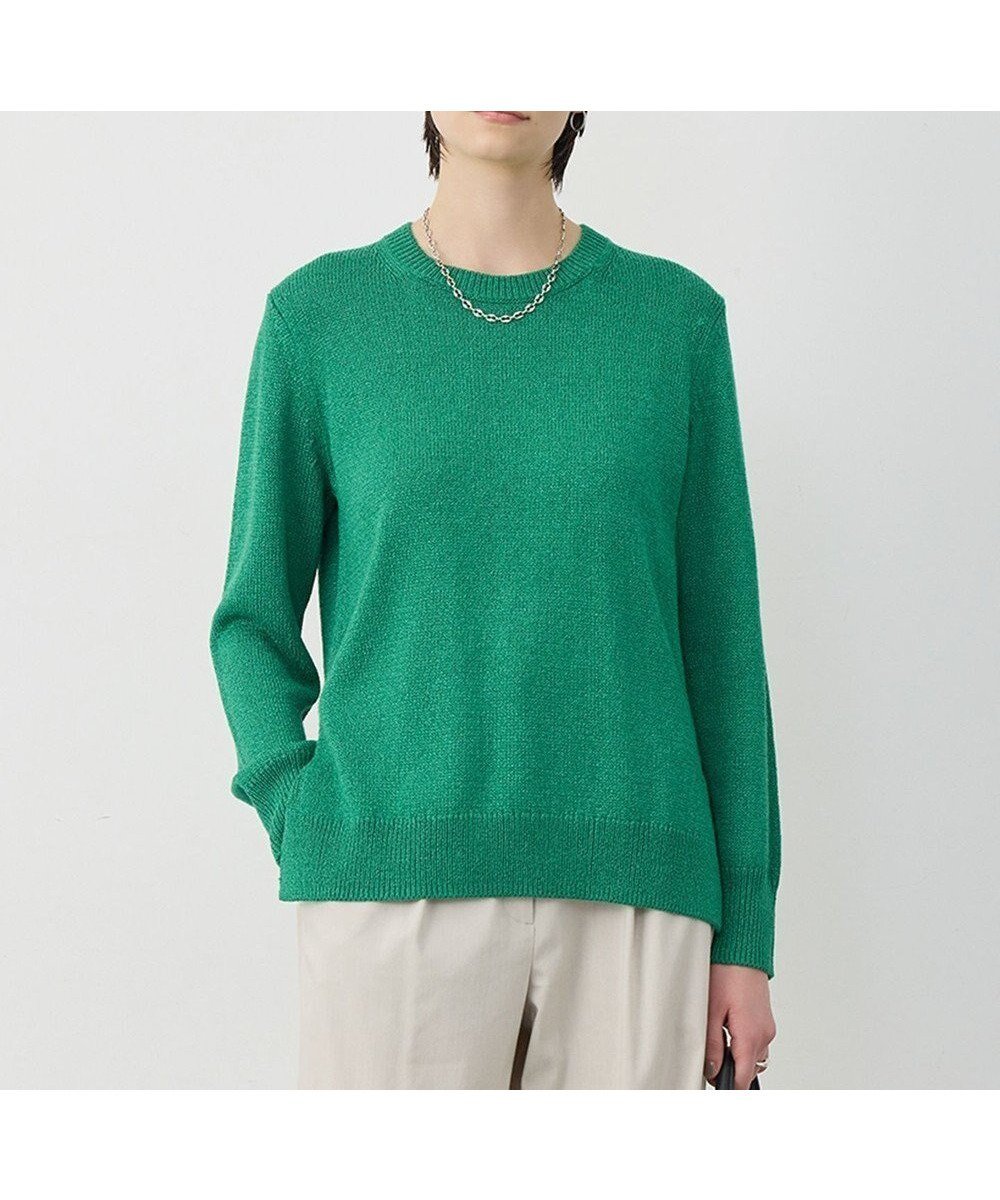 【アイシービー/iCB】のグロッシーペーパーブレンド クルーネックプルオーバー インテリア・キッズ・メンズ・レディースファッション・服の通販 founy(ファニー) 　ファッション　Fashion　レディースファッション　Fashion for Women　トップス・カットソー　Cut & Sew Tops　ニット　Knit Tops & Sweaters　カジュアルプルオーバー・ニットトップス　Pullovers & Knit Tops / Casual Pullovers　春　Spring　シンプル　Simple, Minimal　スリット　Slit, Slit Detail　セーター　Sweater, Knitwear　S/S・春夏　SS, Spring/Summer, Warm Season　夏　Summer　エレガント 上品　Elegant　2026年　2026　グリーン|ID: prp329100004884844 ipo3291000000036464324