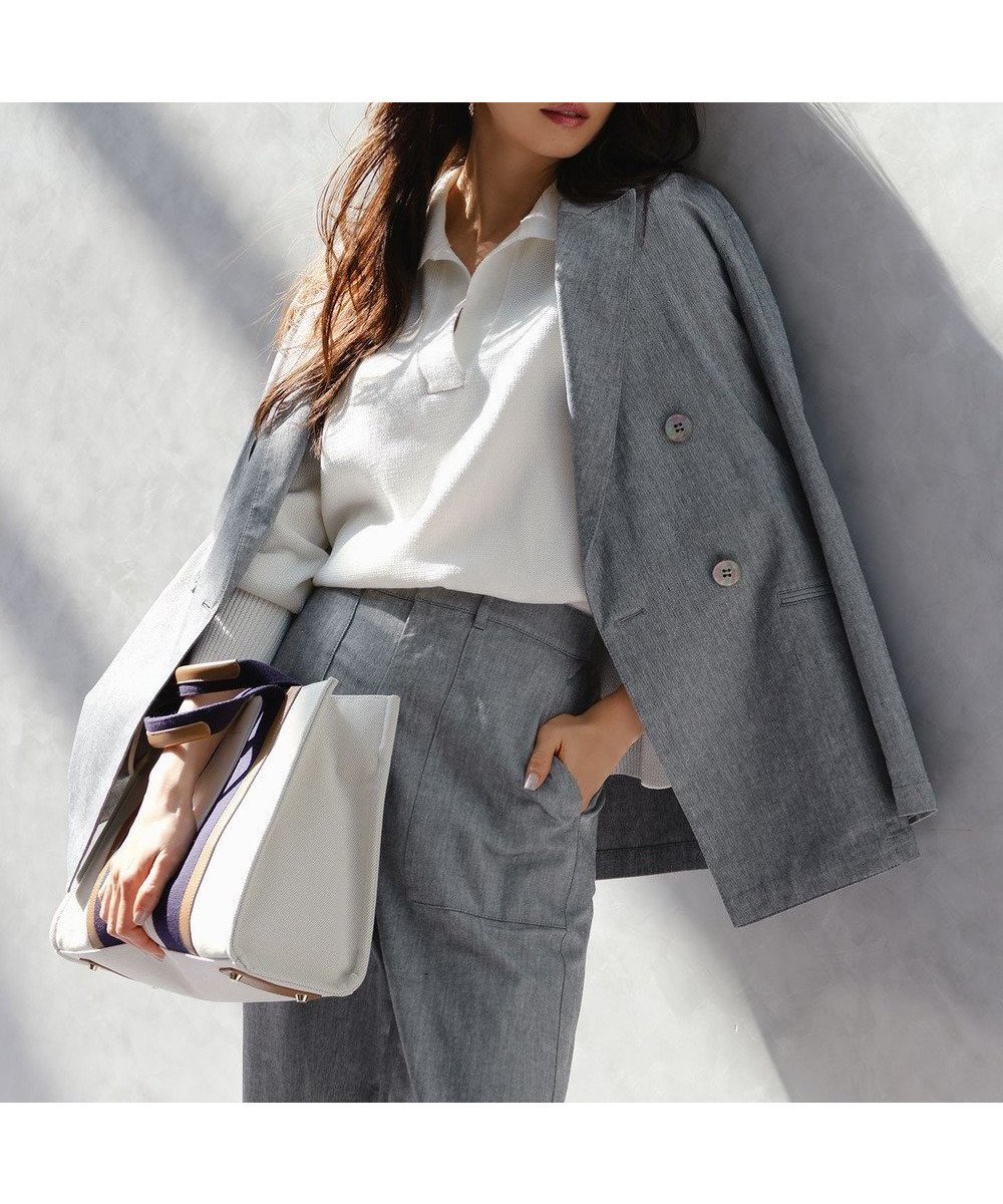 【23区/NIJYUSANKU】のスラブツイルストレッチ オーバーサイズ ダブルジャケット 人気、トレンドファッション・服の通販 founy(ファニー) 　ファッション　Fashion　レディースファッション　Fashion for Women　アウター　Coat / Outerwear Collection　レディースジャケット・軽アウター　Jackets　春　Spring　クール　Cool, Chic　シャンブレー　Chambray, Denim-Like Fabric　シンプル　Simple, Minimal　ジャケット　Jacket, Outerwear　ストレッチ　Stretch, Stretchy Fabric　セットアップ　Set-Up, Coordinated Outfit　ダウン　Down, Puffer　ダブル　Double, Double-Breasted　マニッシュ　Mannish, Boyish　リネン　Linen, Linen Fabric　S/S・春夏　SS, Spring/Summer, Warm Season　夏　Summer　エレガント 上品　Elegant　2026年　2026　 other-1|ID: prp329100004884882 ipo3291000000036464704