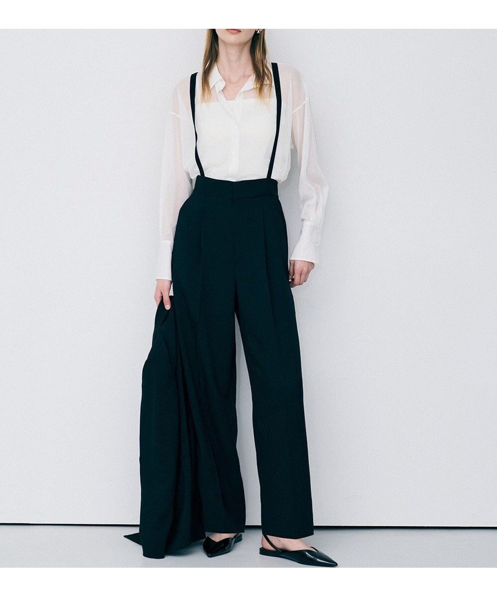 【アンクレイヴ/uncrave】のウォッシャブルドライサップ ワイドパンツ(サスペンダー付き) インテリア・キッズ・メンズ・レディースファッション・服の通販 founy(ファニー) 　ファッション　Fashion　レディースファッション　Fashion for Women　パンツ　Pants & Trousers　春　Spring　サスペンダー　Suspenders, Braces　ジャケット　Jacket, Outerwear　セットアップ　Set-Up, Coordinated Outfit　センター　Center, Center Line　ワイド　Wide, Wide Fit　S/S・春夏　SS, Spring/Summer, Warm Season　おすすめ　Recommended / Our Picks　夏　Summer　ブラック|ID: prp329100004884898 ipo3291000000036464836
