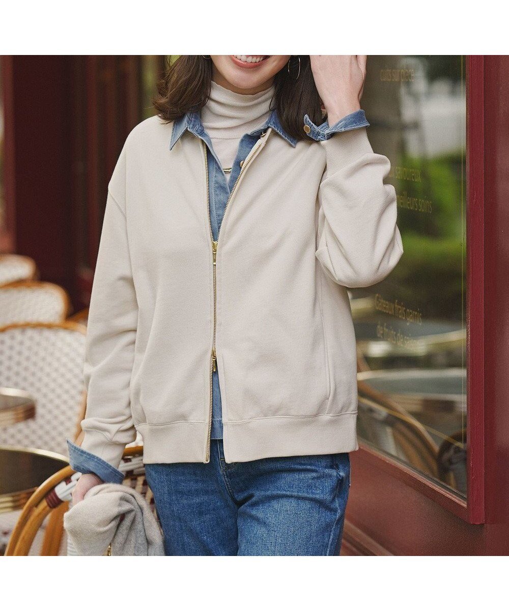 【23区/NIJYUSANKU】の【WEB&一部店舗限定】クリアコットンテリー ダブルジップ ブルゾン インテリア・キッズ・メンズ・レディースファッション・服の通販 founy(ファニー) 　ファッション　Fashion　レディースファッション　Fashion for Women　アウター　Coat / Outerwear Collection　レディースジャケット・軽アウター　Jackets　ブルゾンジャケット・スポーティアウター　Blouson Jackets　インナー　Innerwear　春　Spring　ジャケット　Jacket, Outerwear　スウェット / スエット　Sweatshirt, Sweatwear　ストライプ　Stripe, Striped Pattern　デニム　Denim, Jeans Material　なめらか　Smooth, Silky Texture　フリル　Frill, Ruffle　ブルゾン　Blouson, Bomber Jacket　ループ　Loop, Loop Knit　冬　Winter / This Winter　S/S・春夏　SS, Spring/Summer, Warm Season　夏　Summer　エレガント 上品　Elegant　ホワイト系|ID: prp329100004884913 ipo3291000000036464948