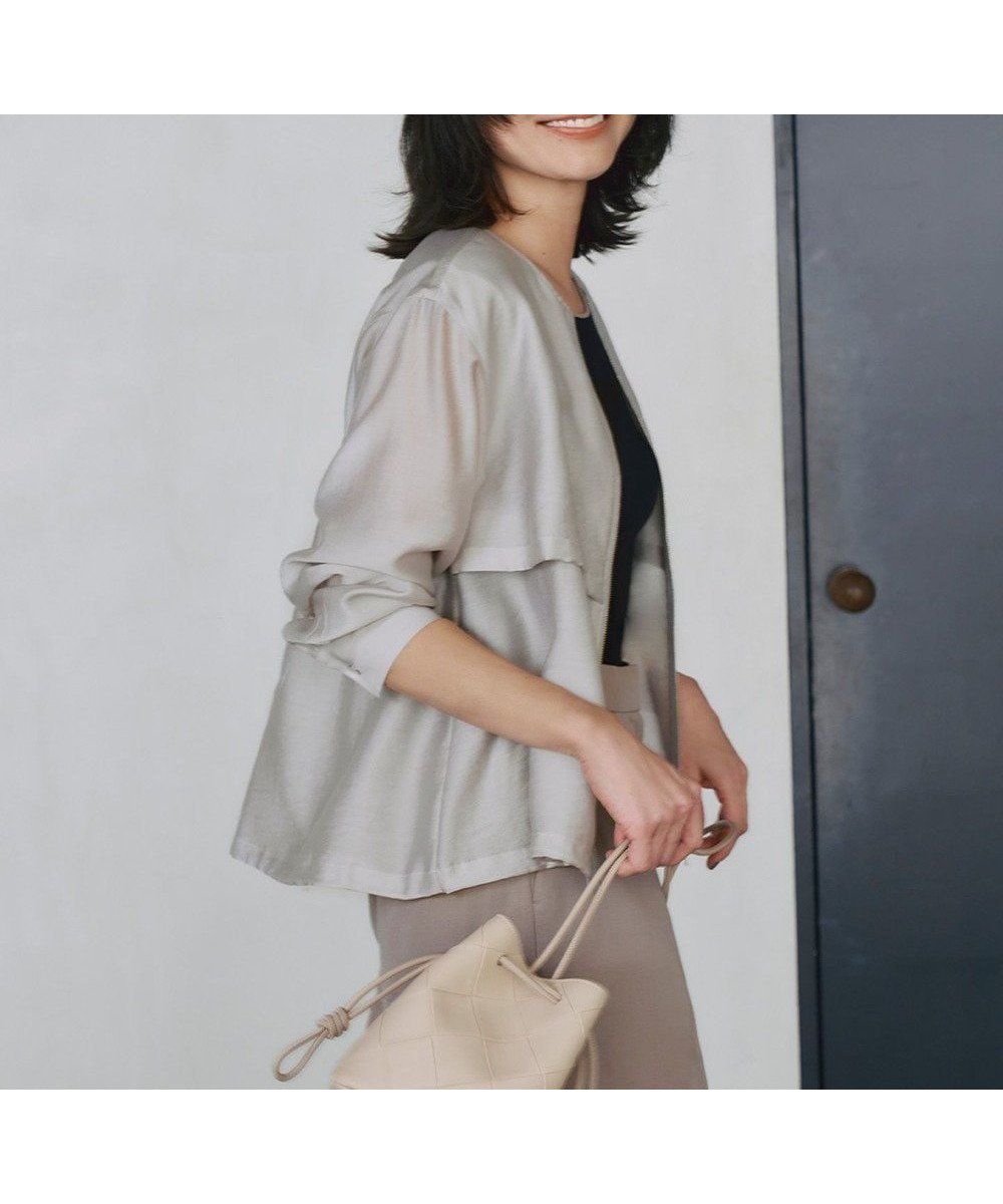 【アイシービー/iCB】の【接触冷感・速乾・洗える】 リヨセルナイロンワッシャー ノーカラーブルゾン インテリア・キッズ・メンズ・レディースファッション・服の通販 founy(ファニー) 　ファッション　Fashion　レディースファッション　Fashion for Women　アウター　Coat / Outerwear Collection　レディースジャケット・軽アウター　Jackets　ブルゾンジャケット・スポーティアウター　Blouson Jackets　春　Spring　洗える　Machine Washable　シアー　Sheer, See-Through　ジャケット　Jacket, Outerwear　ドローストリング　Drawstring, Pull Cord　パウダー　Powder, Soft Tone　フォルム　Silhouette, Form　ブルゾン　Blouson, Bomber Jacket　ブロード　Broadcloth, Fine Cotton　ボトム　Bottoms, Lower Wear　メタル　Metal, Metal Parts　ヨーク　Yoke, Yoke Design　ワッシャー　Washer, Crinkled Finish　S/S・春夏　SS, Spring/Summer, Warm Season　夏　Summer　旅行　Travel　2025年　2025　2025春夏・S/S　Spring/Summer 2025 SS25　トープ系|ID: prp329100004884960 ipo3291000000036465319