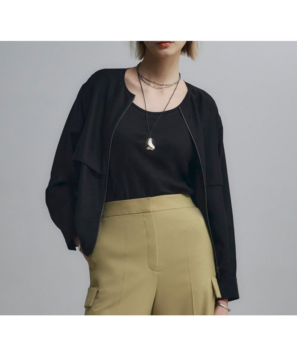 【アイシービー/iCB】の【接触冷感・速乾・洗える】 リヨセルナイロンワッシャー ノーカラーブルゾン インテリア・キッズ・メンズ・レディースファッション・服の通販 founy(ファニー) 　ファッション　Fashion　レディースファッション　Fashion for Women　アウター　Coat / Outerwear Collection　レディースジャケット・軽アウター　Jackets　ブルゾンジャケット・スポーティアウター　Blouson Jackets　春　Spring　洗える　Machine Washable　シアー　Sheer, See-Through　ジャケット　Jacket, Outerwear　ドローストリング　Drawstring, Pull Cord　パウダー　Powder, Soft Tone　フォルム　Silhouette, Form　ブルゾン　Blouson, Bomber Jacket　ブロード　Broadcloth, Fine Cotton　ボトム　Bottoms, Lower Wear　メタル　Metal, Metal Parts　ヨーク　Yoke, Yoke Design　ワッシャー　Washer, Crinkled Finish　S/S・春夏　SS, Spring/Summer, Warm Season　夏　Summer　旅行　Travel　2025年　2025　2025春夏・S/S　Spring/Summer 2025 SS25　ブラック系|ID: prp329100004884960 ipo3291000000036465324