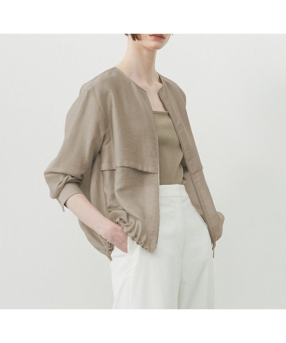 【アイシービー/iCB】の【接触冷感・速乾・洗える】 リヨセルナイロンワッシャー ノーカラーブルゾン インテリア・キッズ・メンズ・レディースファッション・服の通販 founy(ファニー) 　ファッション　Fashion　レディースファッション　Fashion for Women　アウター　Coat / Outerwear Collection　レディースジャケット・軽アウター　Jackets　ブルゾンジャケット・スポーティアウター　Blouson Jackets　春　Spring　洗える　Machine Washable　シアー　Sheer, See-Through　ジャケット　Jacket, Outerwear　ドローストリング　Drawstring, Pull Cord　パウダー　Powder, Soft Tone　フォルム　Silhouette, Form　ブルゾン　Blouson, Bomber Jacket　ブロード　Broadcloth, Fine Cotton　ボトム　Bottoms, Lower Wear　メタル　Metal, Metal Parts　ヨーク　Yoke, Yoke Design　ワッシャー　Washer, Crinkled Finish　S/S・春夏　SS, Spring/Summer, Warm Season　夏　Summer　旅行　Travel　2025年　2025　2025春夏・S/S　Spring/Summer 2025 SS25　クリームブラウン系|ID: prp329100004884960 ipo3291000000036465327