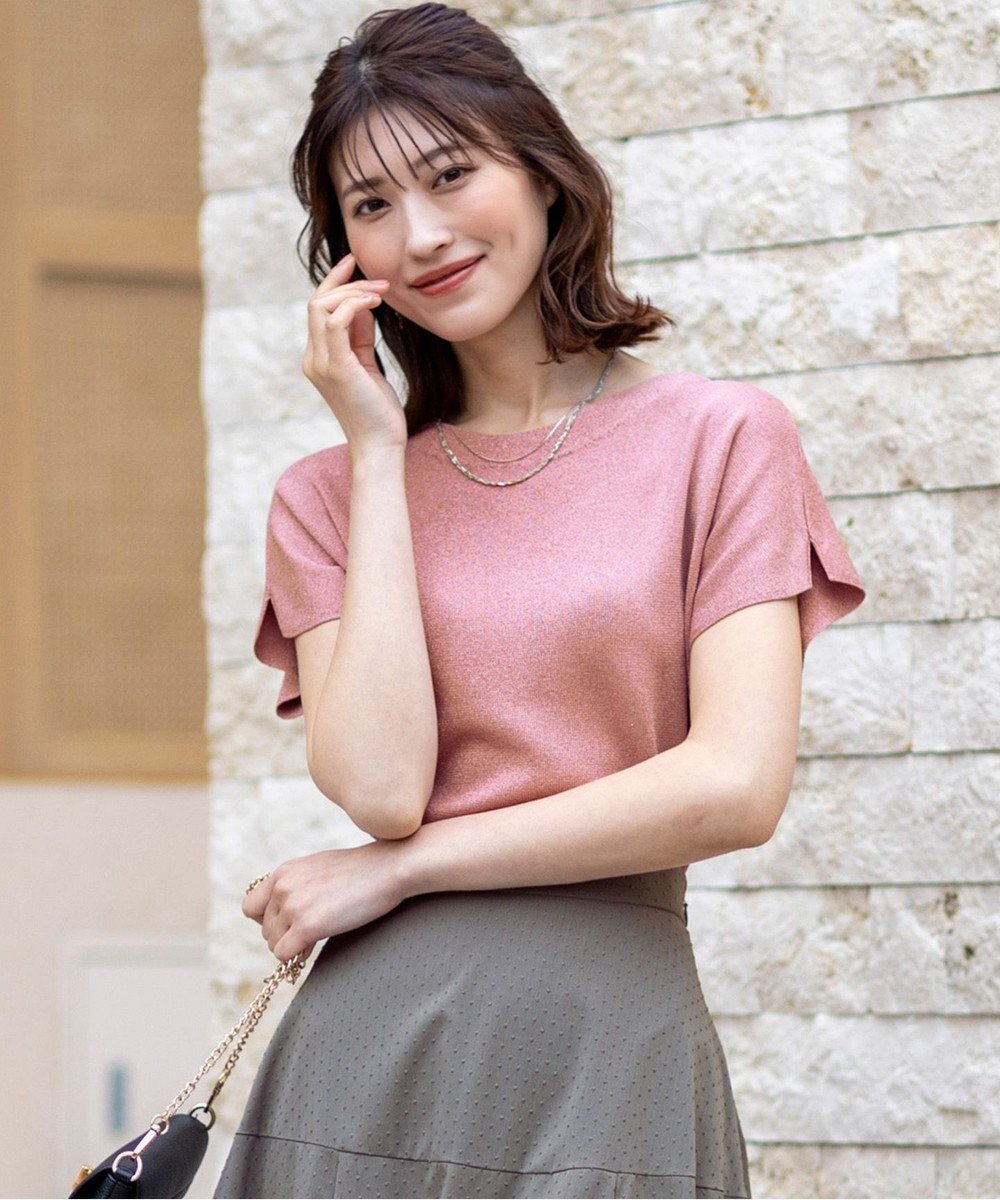 【エニィ スィス/any SiS】の【接触冷感・UVカット・洗える】ビューティクール フレンチ ニットT インテリア・キッズ・メンズ・レディースファッション・服の通販 founy(ファニー) 　ファッション　Fashion　レディースファッション　Fashion for Women　トップス・カットソー　Cut & Sew Tops　ニット　Knit Tops & Sweaters　春　Spring　洗える　Machine Washable　カラフル　Colorful Design　カーディガン　Cardigan, Knitwear　ストレッチ　Stretch, Stretchy Fabric　スリット　Slit, Slit Detail　スリーブ　Sleeve, Long Sleeve / Short Sleeve　セーター　Sweater, Knitwear　フレンチ　French, French Style　ボーダー　Border, Stripe　S/S・春夏　SS, Spring/Summer, Warm Season　おすすめ　Recommended / Our Picks　夏　Summer　新作・新入荷　New Arrivals / New In　ピンクラメ|ID: prp329100004887751 ipo3291000000036497773