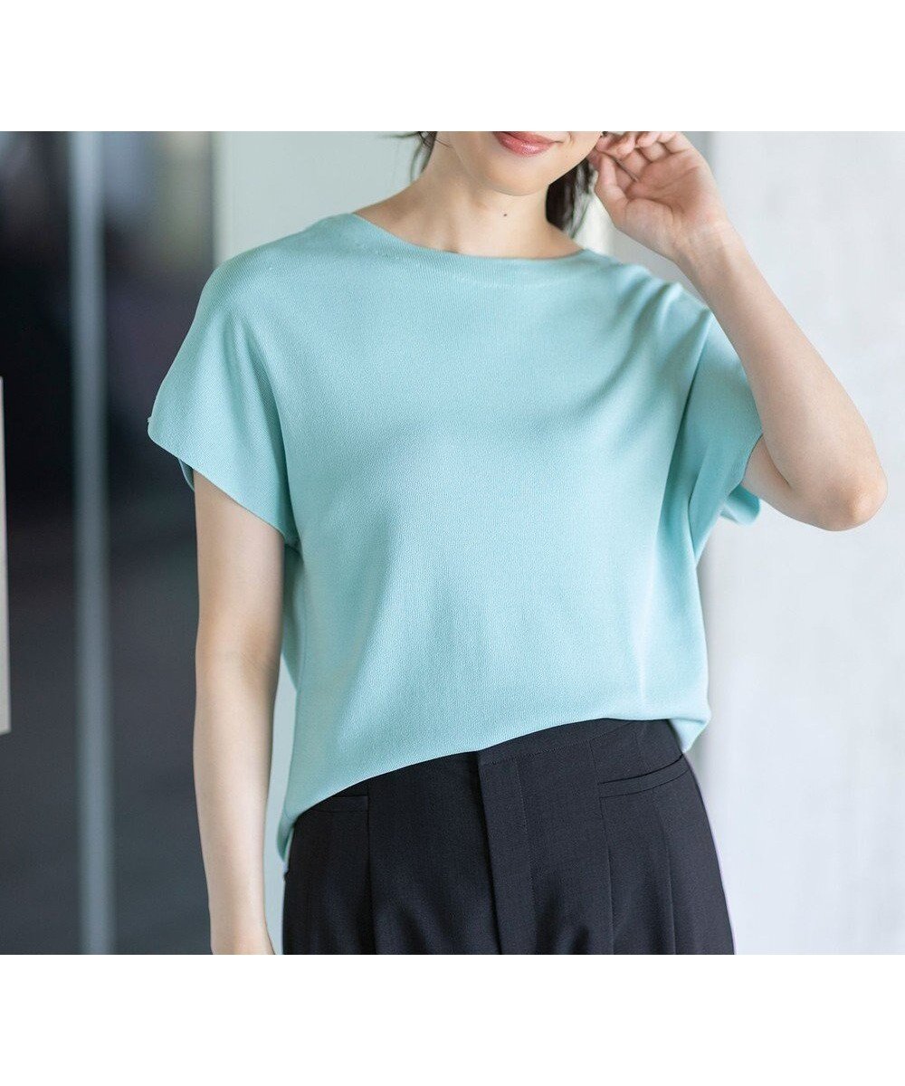 【エニィ スィス/any SiS】の【接触冷感・UVカット・洗える】ビューティクール フレンチ ニットT インテリア・キッズ・メンズ・レディースファッション・服の通販 founy(ファニー) 　ファッション　Fashion　レディースファッション　Fashion for Women　トップス・カットソー　Cut & Sew Tops　ニット　Knit Tops & Sweaters　春　Spring　洗える　Machine Washable　カラフル　Colorful Design　カーディガン　Cardigan, Knitwear　ストレッチ　Stretch, Stretchy Fabric　スリット　Slit, Slit Detail　スリーブ　Sleeve, Long Sleeve / Short Sleeve　セーター　Sweater, Knitwear　フレンチ　French, French Style　ボーダー　Border, Stripe　S/S・春夏　SS, Spring/Summer, Warm Season　おすすめ　Recommended / Our Picks　夏　Summer　新作・新入荷　New Arrivals / New In　アクアブルー|ID: prp329100004887751 ipo3291000000036497777