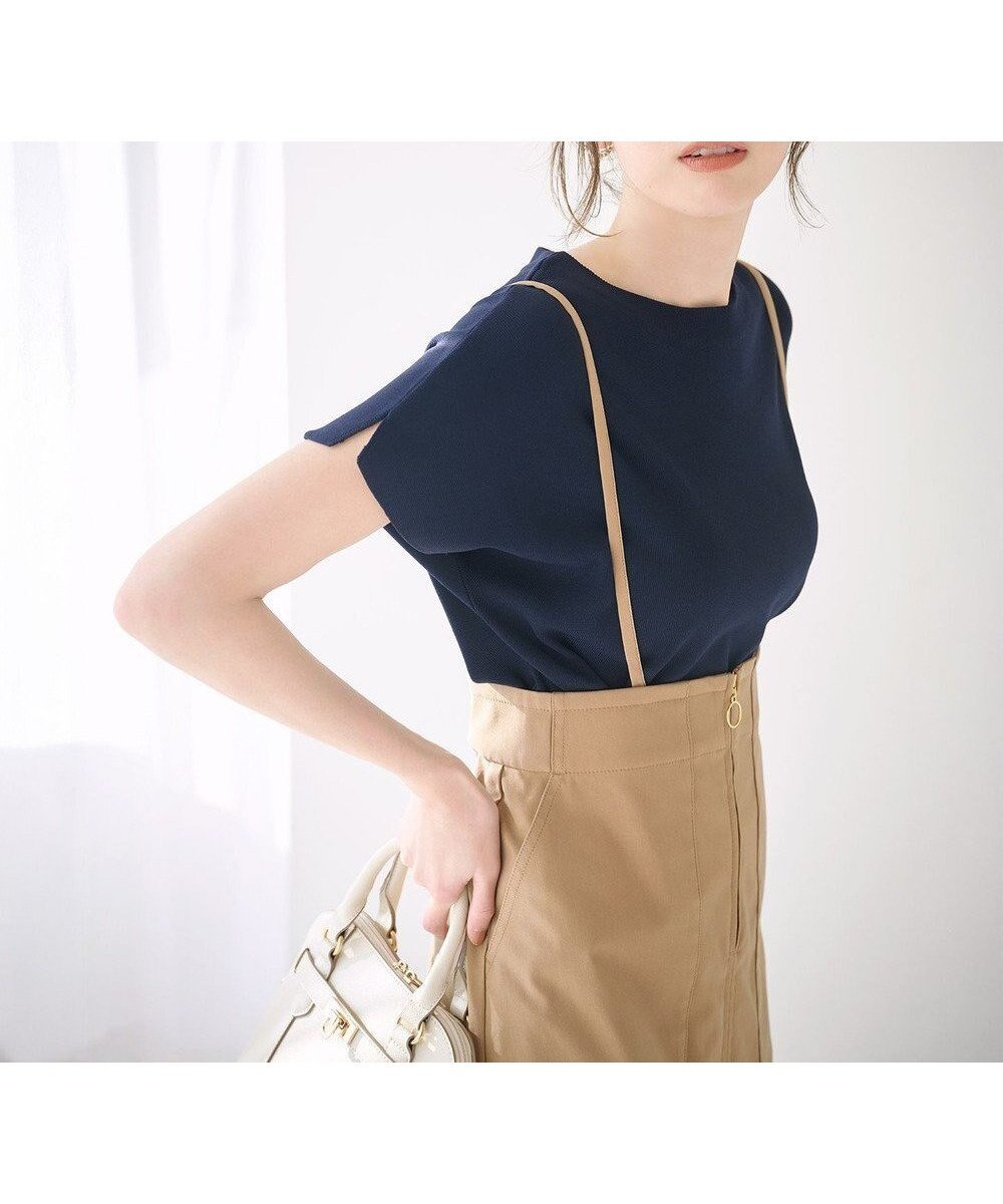 【エニィ スィス/any SiS】の【接触冷感・UVカット・洗える】ビューティクール フレンチ ニットT インテリア・キッズ・メンズ・レディースファッション・服の通販 founy(ファニー) 　ファッション　Fashion　レディースファッション　Fashion for Women　トップス・カットソー　Cut & Sew Tops　ニット　Knit Tops & Sweaters　春　Spring　洗える　Machine Washable　カラフル　Colorful Design　カーディガン　Cardigan, Knitwear　ストレッチ　Stretch, Stretchy Fabric　スリット　Slit, Slit Detail　スリーブ　Sleeve, Long Sleeve / Short Sleeve　セーター　Sweater, Knitwear　フレンチ　French, French Style　ボーダー　Border, Stripe　S/S・春夏　SS, Spring/Summer, Warm Season　おすすめ　Recommended / Our Picks　夏　Summer　新作・新入荷　New Arrivals / New In　ネイビー|ID: prp329100004887751 ipo3291000000036497782