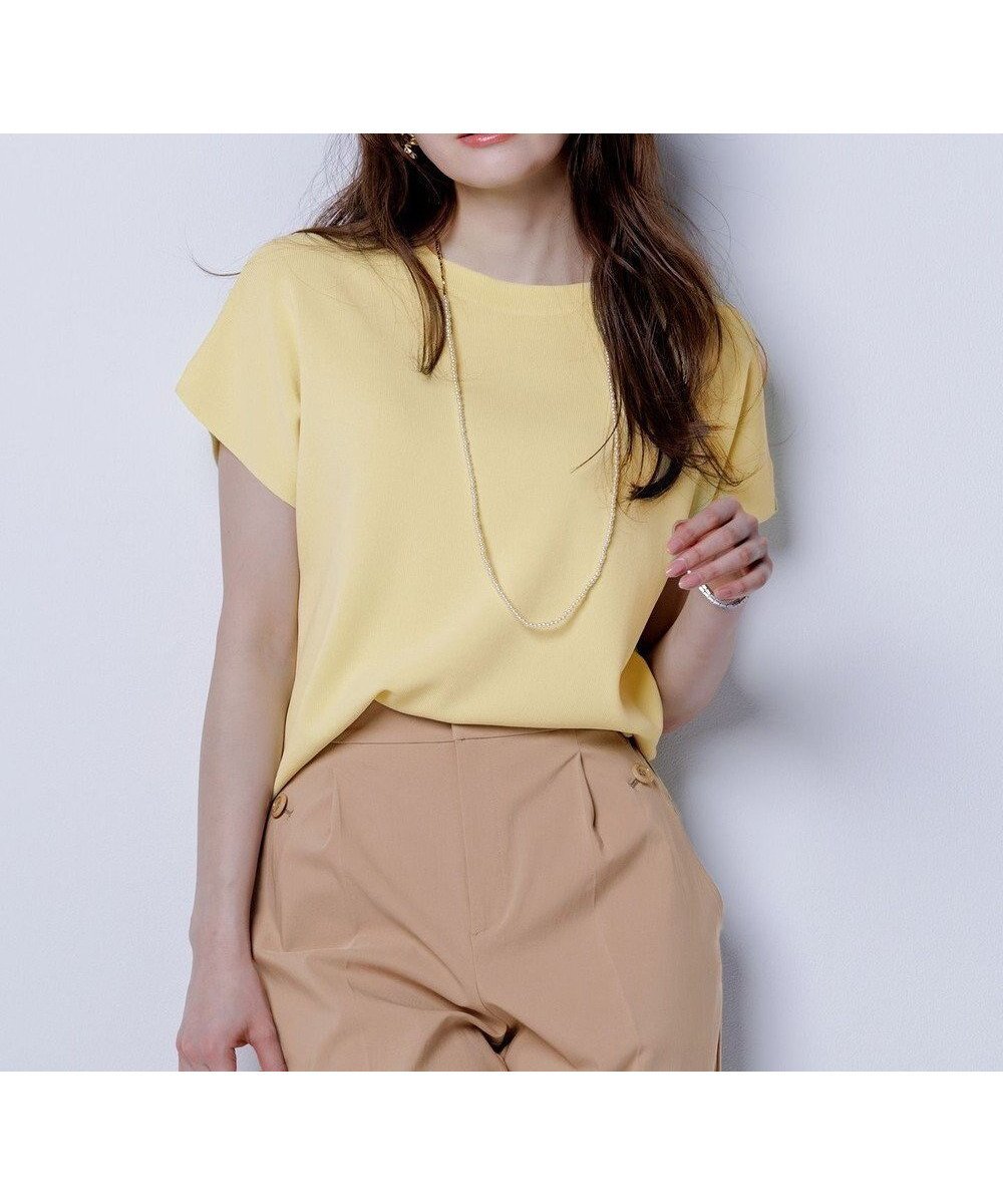 【エニィ スィス/any SiS】の【接触冷感・UVカット・洗える】ビューティクール フレンチ ニットT インテリア・キッズ・メンズ・レディースファッション・服の通販 founy(ファニー) 　ファッション　Fashion　レディースファッション　Fashion for Women　トップス・カットソー　Cut & Sew Tops　ニット　Knit Tops & Sweaters　春　Spring　洗える　Machine Washable　カラフル　Colorful Design　カーディガン　Cardigan, Knitwear　ストレッチ　Stretch, Stretchy Fabric　スリット　Slit, Slit Detail　スリーブ　Sleeve, Long Sleeve / Short Sleeve　セーター　Sweater, Knitwear　フレンチ　French, French Style　ボーダー　Border, Stripe　S/S・春夏　SS, Spring/Summer, Warm Season　おすすめ　Recommended / Our Picks　夏　Summer　新作・新入荷　New Arrivals / New In　イエロー|ID: prp329100004887751 ipo3291000000036497785