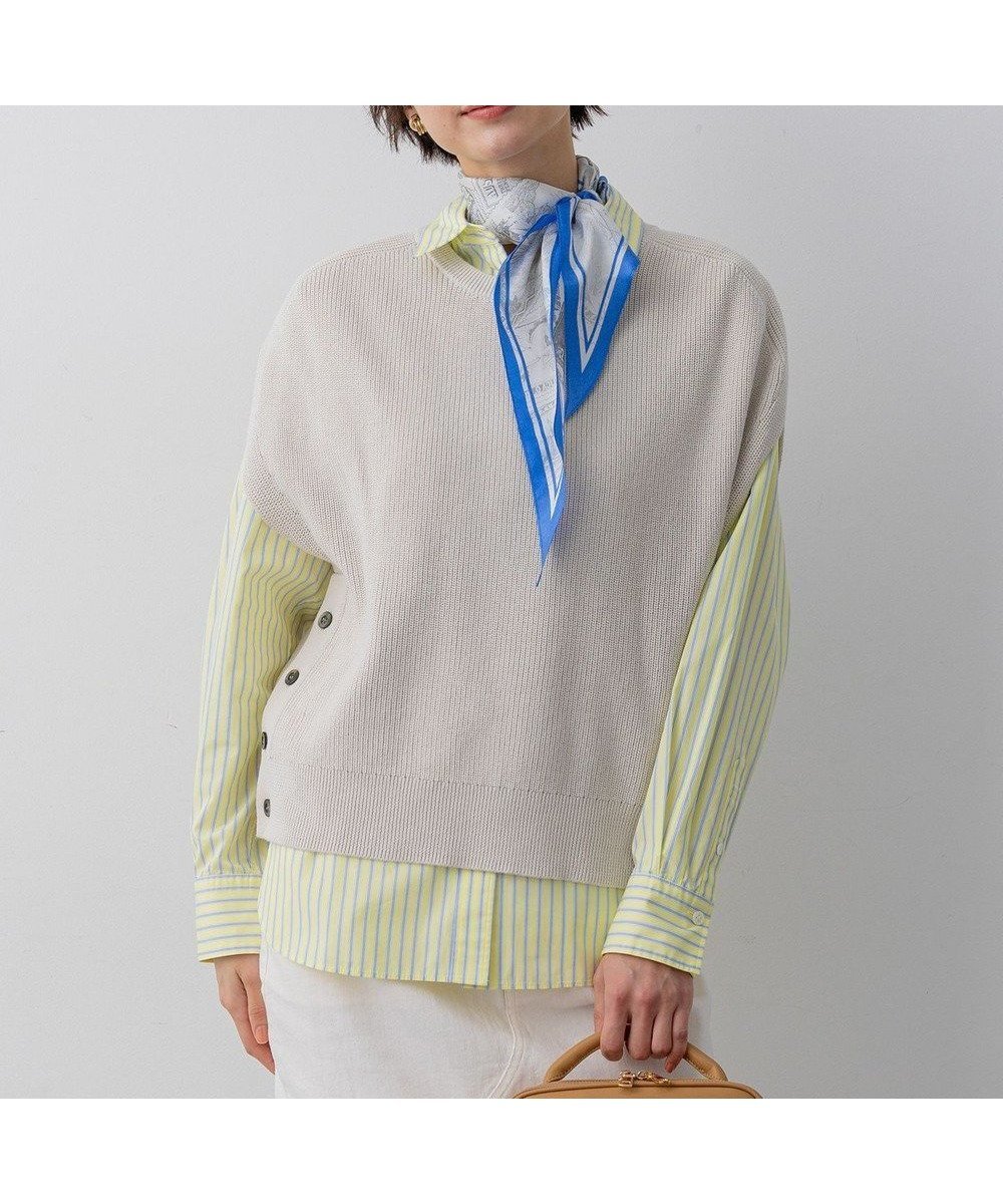 【23区/NIJYUSANKU】のコットンギマ ニットベスト インテリア・キッズ・メンズ・レディースファッション・服の通販 founy(ファニー) 　ファッション　Fashion　レディースファッション　Fashion for Women　アウター　Coat / Outerwear Collection　トップス・カットソー　Cut & Sew Tops　ニット　Knit Tops & Sweaters　ベスト&ジレ / 重ね着スタイル　Vests & Gilets　イエロー　Yellow　インナー　Innerwear　春　Spring　畦　Ribbed Knit　カットソー　Cut and Sewn Top　スキッパー　Skipper, Open Collar　スリット　Slit, Slit Detail　定番　Standard, Basic Item　ベスト　Vest, Waistcoat　S/S・春夏　SS, Spring/Summer, Warm Season　夏　Summer　エレガント 上品　Elegant　2026年　2026　ベージュ系|ID: prp329100004887791 ipo3291000000036498370