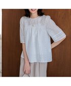 【組曲/KUMIKYOKU】のエンブロイダリーレース5分袖 ブラウス 人気、トレンドファッション・服の通販 founy(ファニー) ファッション Fashion レディースファッション Fashion for Women トップス・カットソー Cut & Sew Tops シャツ・ブラウス・オフィスカジュアル Elegant Blouses & Button-Ups アイレット Eyelet Lace 春 Spring スリーブ Sleeve, Long Sleeve / Short Sleeve ノースリーブ Sleeveless, No-Sleeve ボーダー Border, Stripe レース Lace, Lace Fabric S/S・春夏 SS, Spring/Summer, Warm Season 夏 Summer thumbnail ホワイト系|ID: prp329100004887801 ipo3291000000036498524