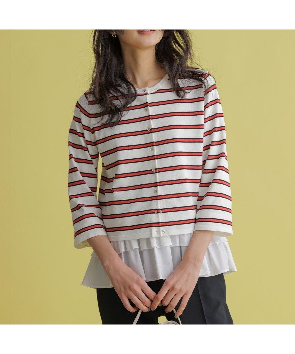 【組曲/KUMIKYOKU】のマイラックカラー カーディガン インテリア・キッズ・メンズ・レディースファッション・服の通販 founy(ファニー) 　ファッション　Fashion　レディースファッション　Fashion for Women　トップス・カットソー　Cut & Sew Tops　カーディガン・羽織り　Layered Style Cardigans　春　Spring　カーディガン　Cardigan, Knitwear　コンパクト　Compact, Small Size　シンプル　Simple, Minimal　ストレッチ　Stretch, Stretchy Fabric　チャーム　Charm, Pendant　バランス　Balance, Style Balance　ビジュー　Bijou, Jewel-like Accent　ボトム　Bottoms, Lower Wear　モダン　Modern, Contemporary　S/S・春夏　SS, Spring/Summer, Warm Season　おすすめ　Recommended / Our Picks　夏　Summer　エレガント 上品　Elegant　ボーダー系1|ID: prp329100004888889 ipo3291000000036515256