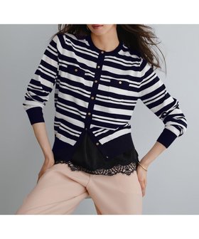 【23区/NIJYUSANKU】のプレミアムビオコットン ポケット ボーダー カーディガン 人気、トレンドファッション・服の通販 founy(ファニー) ファッション Fashion レディースファッション Fashion for Women トップス・カットソー Cut & Sew Tops カーディガン・羽織り Layered Style Cardigans イタリア Italy エレガント 上品 Elegant オーガニック Organic Cotton 春 Spring カーディガン Cardigan, Knitwear デニム Denim, Jeans Material バランス Balance, Style Balance パイピング Piping, Trim Design パッチ Patch, Appliqué フレンチ French, French Style ボーダー Border, Stripe ポケット Pocket, Pocket Detail メタル Metal, Metal Parts リュクス Luxury, Elegant, High-End, Chic S/S・春夏 SS, Spring/Summer, Warm Season おすすめ Recommended / Our Picks 夏 Summer 2026年 2026 |ID:prp329100004888914