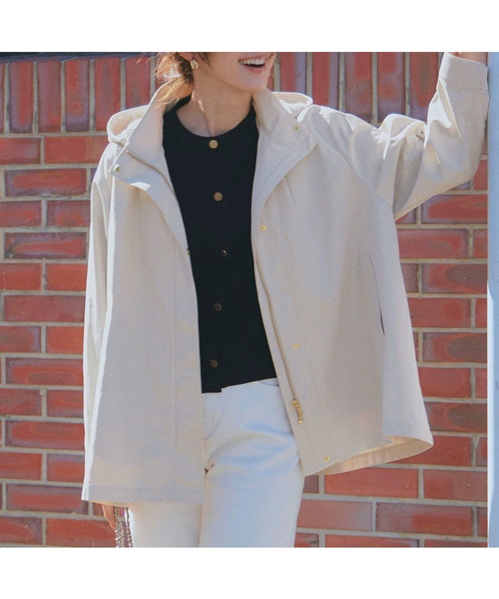 【23区/NIJYUSANKU】の【VERY3月号掲載/撥水加工】ライトツイル フーディーアウター 人気、トレンドファッション・服の通販 founy(ファニー) 　雑誌掲載アイテム　Magazine Picks & Fashion Features　ファッション雑誌　Fashion Magazines　ヴェリィ　VERY　ファッション　Fashion　レディースファッション　Fashion for Women　アウター　Coat / Outerwear Collection　コート・ロングコート・ピーコート　Long Coats, Peacoats & More　レディースジャケット・軽アウター　Jackets　インナー　Innerwear　春　Spring　3月号　March Issue　シンプル　Simple, Minimal　ジャケット　Jacket, Outerwear　スタンド　Stand Collar, Upright Stand　雑誌　Magazine, Fashion Magazine　ツイル　Twist, Twisted Detail　トレンド　Trend, Trending Now　ドット　Polka Dot, Dot Pattern　ポンチョ　Poncho, Cape Style　ミドル　Middle Length, Mid Height　S/S・春夏　SS, Spring/Summer, Warm Season　夏　Summer　2025年　2025　2025春夏・S/S　Spring/Summer 2025 SS25　 other-1|ID: prp329100004888917 ipo3291000000036515685