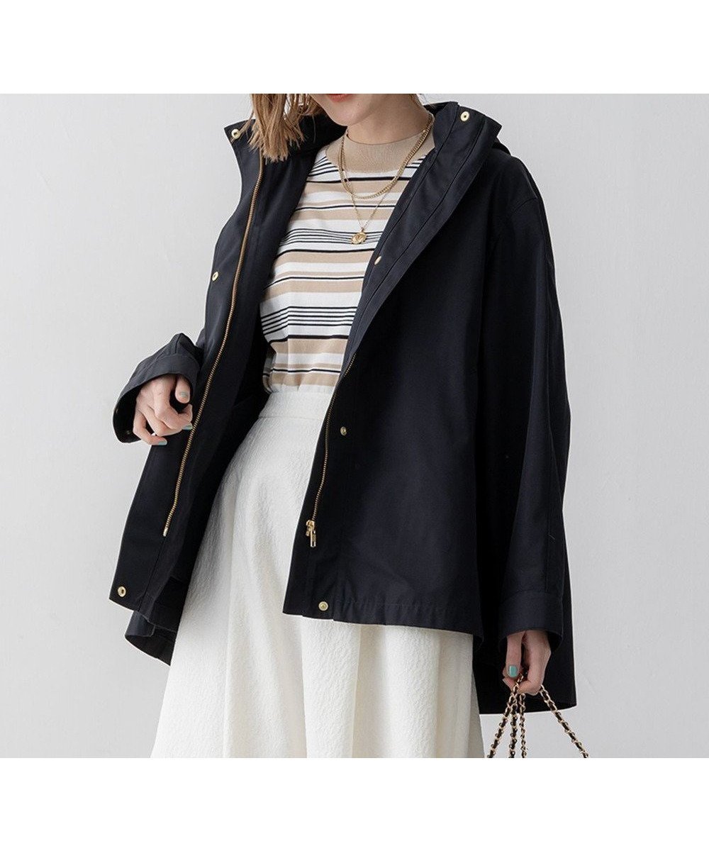 【23区/NIJYUSANKU】の【VERY3月号掲載/撥水加工】ライトツイル フーディーアウター インテリア・キッズ・メンズ・レディースファッション・服の通販 founy(ファニー) 　雑誌掲載アイテム　Magazine Picks & Fashion Features　ファッション雑誌　Fashion Magazines　ヴェリィ　VERY　ファッション　Fashion　レディースファッション　Fashion for Women　アウター　Coat / Outerwear Collection　コート・ロングコート・ピーコート　Long Coats, Peacoats & More　レディースジャケット・軽アウター　Jackets　インナー　Innerwear　春　Spring　3月号　March Issue　シンプル　Simple, Minimal　ジャケット　Jacket, Outerwear　スタンド　Stand Collar, Upright Stand　雑誌　Magazine, Fashion Magazine　ツイル　Twist, Twisted Detail　トレンド　Trend, Trending Now　ドット　Polka Dot, Dot Pattern　ポンチョ　Poncho, Cape Style　ミドル　Middle Length, Mid Height　S/S・春夏　SS, Spring/Summer, Warm Season　夏　Summer　2025年　2025　2025春夏・S/S　Spring/Summer 2025 SS25　ネイビー系|ID: prp329100004888917 ipo3291000000036515692