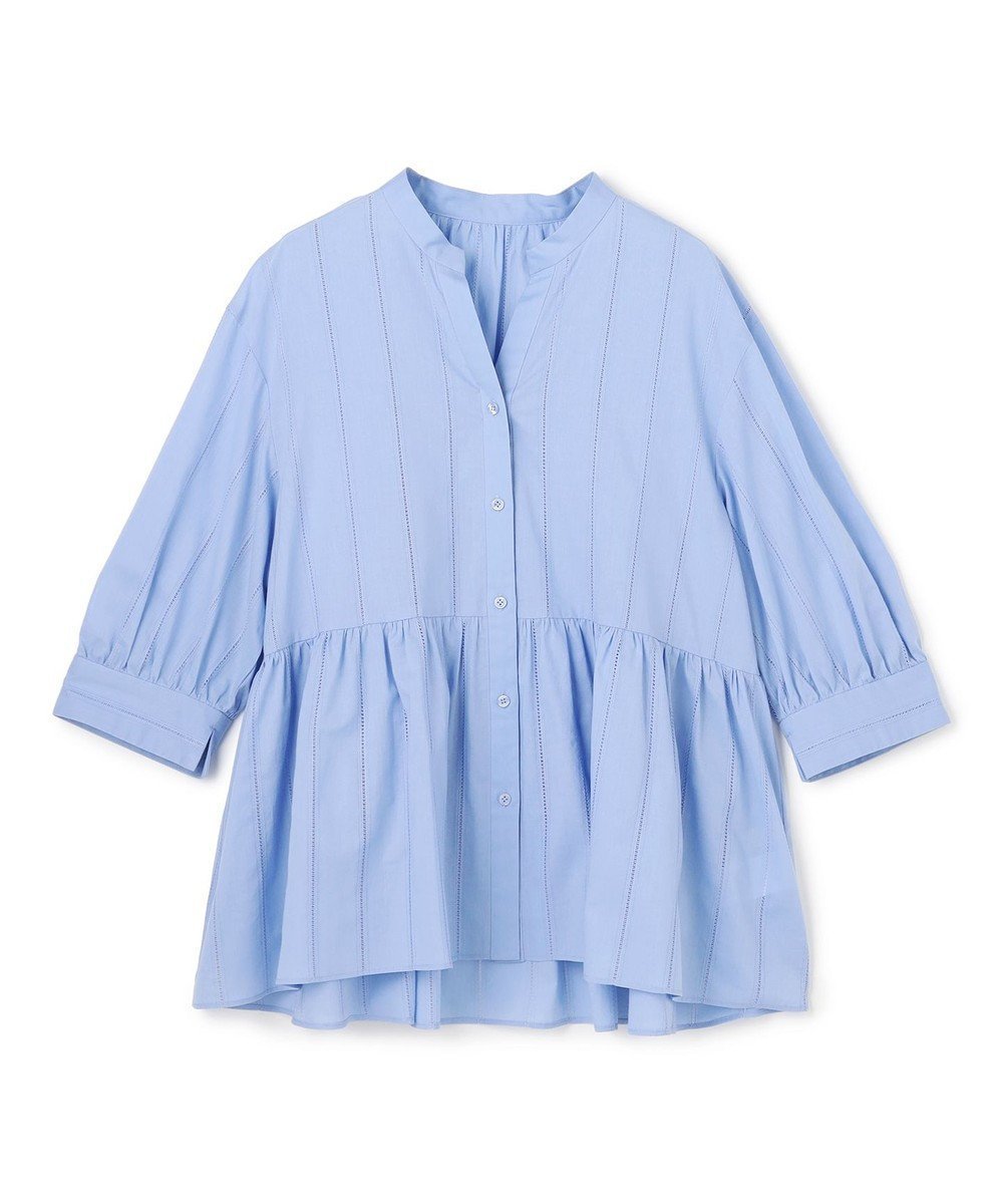 【アンフィーロ 自由区/UNFILO】のペプラム ギャザーブラウス インテリア・キッズ・メンズ・レディースファッション・服の通販 founy(ファニー) ファッション Fashion レディースファッション Fashion for Women トップス・カットソー Cut & Sew Tops シャツ・ブラウス・オフィスカジュアル Elegant Blouses & Button-Ups ウォッシャブル Machine Washable 春 Spring ギャザー Gathered, Ruffled シアー Sheer, See-Through ストライプ Stripe, Striped Pattern ペプラム Peplum, Flared Hem 無地 Plain, Solid Color S/S・春夏 SS, Spring/Summer, Warm Season 再入荷 Restock / Back in Stock 夏 Summer エレガント 上品 Elegant 新作・新入荷 New Arrivals / New In サックス|ID: prp329100004888921 ipo3291000000036515791