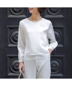 【ジェイ プレス/J.PRESS】のハンマーサテン カットソー 人気、トレンドファッション・服の通販 founy(ファニー) ファッション Fashion レディースファッション Fashion for Women トップス・カットソー Cut & Sew Tops シャツ・ブラウス・オフィスカジュアル Elegant Blouses & Button-Ups ロングTシャツ・Tシャツ Longline T-Shirts & Tees カットソー・ベーシックTシャツ Cut-and-Sewn Tops / Stretch Tees & Basics カットソー Cut and Sewn Top サテン Satin, Glossy Fabric シンプル Simple, Minimal ジャケット Jacket, Outerwear ストレッチ Stretch, Stretchy Fabric スリット Slit, Slit Detail パール Pearl, Pearl Accent A/W・秋冬 Autumn/Winter S/S・春夏 SS, Spring/Summer, Warm Season 夏 Summer エレガント 上品 Elegant セレモニー Ceremony |ID:prp329100004889316