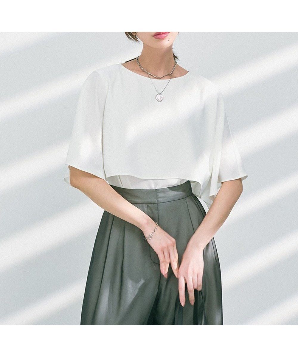 【23区/NIJYUSANKU】の【新色追加】ストレッチジョーゼット ケープデザイン カットソー インテリア・キッズ・メンズ・レディースファッション・服の通販 founy(ファニー) 　ファッション　Fashion　レディースファッション　Fashion for Women　トップス・カットソー　Cut & Sew Tops　シャツ・ブラウス・オフィスカジュアル　Elegant Blouses & Button-Ups　ロングTシャツ・Tシャツ　Longline T-Shirts & Tees　カットソー・ベーシックTシャツ　Cut-and-Sewn Tops / Stretch Tees & Basics　エレガント 上品　Elegant　春　Spring　カットソー　Cut and Sewn Top　ジョーゼット　Georgette, Semi-Sheer Fabric　ストレッチ　Stretch, Stretchy Fabric　セットアップ　Set-Up, Coordinated Outfit　ノースリーブ　Sleeveless, No-Sleeve　人気　Popular, Best Seller　フォルム　Silhouette, Form　ワイド　Wide, Wide Fit　S/S・春夏　SS, Spring/Summer, Warm Season　おすすめ　Recommended / Our Picks　夏　Summer　ホワイト系|ID: prp329100004889356 ipo3291000000036532511