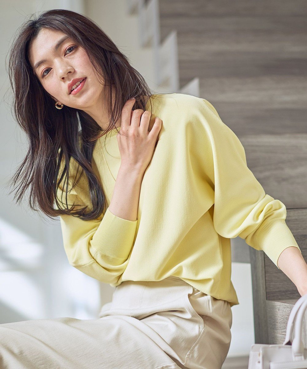 【エニー/ANY】のスプリングカラーニットドルマンプルオーバー インテリア・キッズ・メンズ・レディースファッション・服の通販 founy(ファニー) 　ファッション　Fashion　レディースファッション　Fashion for Women　トップス・カットソー　Cut & Sew Tops　ニット　Knit Tops & Sweaters　カジュアルプルオーバー・ニットトップス　Pullovers & Knit Tops / Casual Pullovers　インナー　Innerwear　春　Spring　セーター　Sweater, Knitwear　デニム　Denim, Jeans Material　ボーダー　Border, Stripe　リラックス　Relax, Relaxed Fit　レース　Lace, Lace Fabric　S/S・春夏　SS, Spring/Summer, Warm Season　おすすめ　Recommended / Our Picks　夏　Summer　エレガント 上品　Elegant　イエロー|ID: prp329100004889388 ipo3291000000036532947