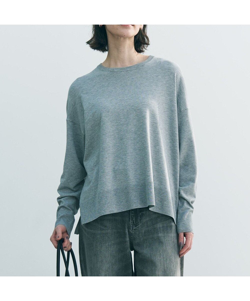 【アンフィーロ 自由区/UNFILO】の【リピート率の高さが魅力!毎シーズン大好評】マイビューティニット クルーネック インテリア・キッズ・メンズ・レディースファッション・服の通販 founy(ファニー) 　ファッション　Fashion　レディースファッション　Fashion for Women　トップス・カットソー　Cut & Sew Tops　ニット　Knit Tops & Sweaters　ウォッシャブル　Machine Washable　春　Spring　抗菌　Antibacterial, Bacteria-Resistant　スリット　Slit, Slit Detail　セーター　Sweater, Knitwear　ツイスト　Tweed, Tweed Fabric　人気　Popular, Best Seller　ヘムライン　Hemline, Bottom Cut　ボトム　Bottoms, Lower Wear　ワイド　Wide, Wide Fit　S/S・春夏　SS, Spring/Summer, Warm Season　夏　Summer　グレー|ID: prp329100004889395 ipo3291000000036533043