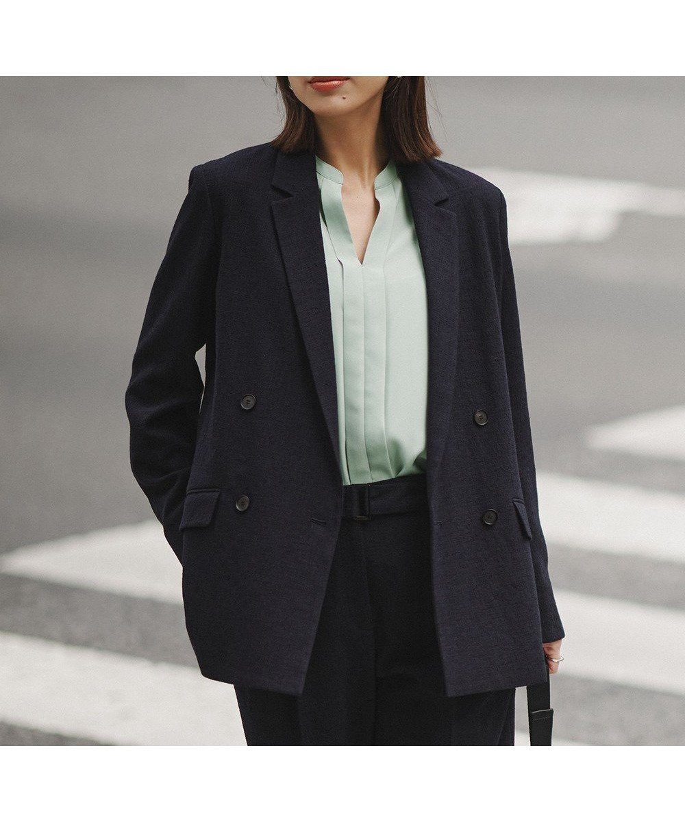 【アイシービー/iCB】のミックスブッチャー ダブルブレストジャケット インテリア・キッズ・メンズ・レディースファッション・服の通販 founy(ファニー) 　ファッション　Fashion　レディースファッション　Fashion for Women　アウター　Coat / Outerwear Collection　レディースジャケット・軽アウター　Jackets　テーラードジャケット / 通勤・きれいめスタイル　Tailored Jackets & Blazers　春　Spring　ジャケット　Jacket, Outerwear　ストレッチ　Stretch, Stretchy Fabric　セットアップ　Set-Up, Coordinated Outfit　ダブル　Double, Double-Breasted　定番　Standard, Basic Item　人気　Popular, Best Seller　ミックス　Mix, Mixed Style　ワイド　Wide, Wide Fit　S/S・春夏　SS, Spring/Summer, Warm Season　夏　Summer　2026年　2026　ネイビー|ID: prp329100004889535 ipo3291000000036534492